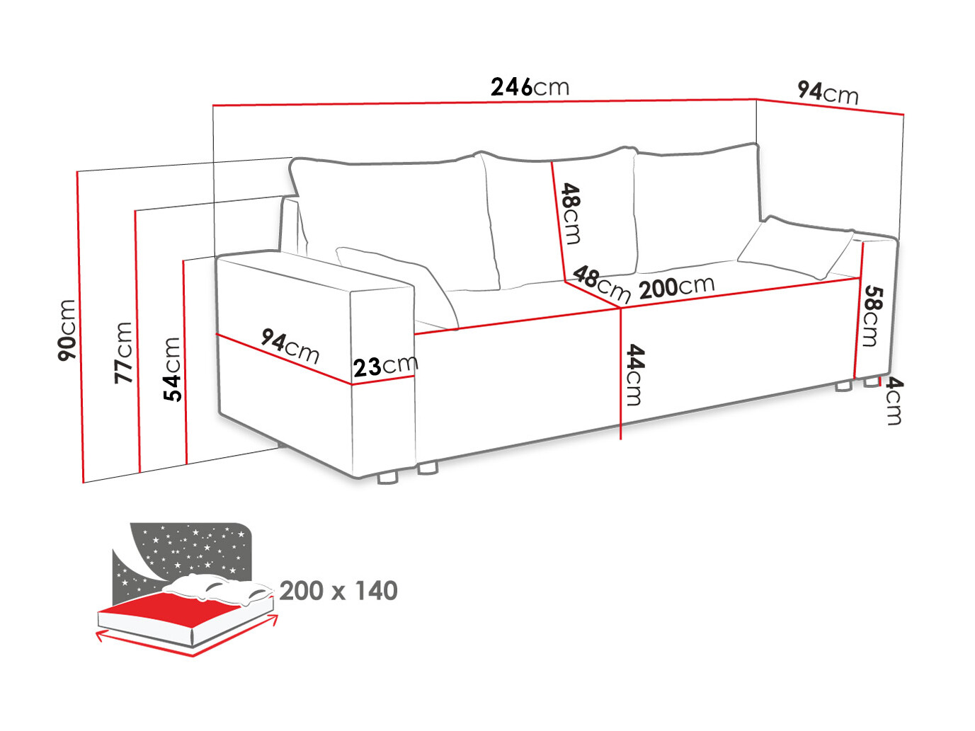 Sofá cama Clovis 104 (Poso 60)