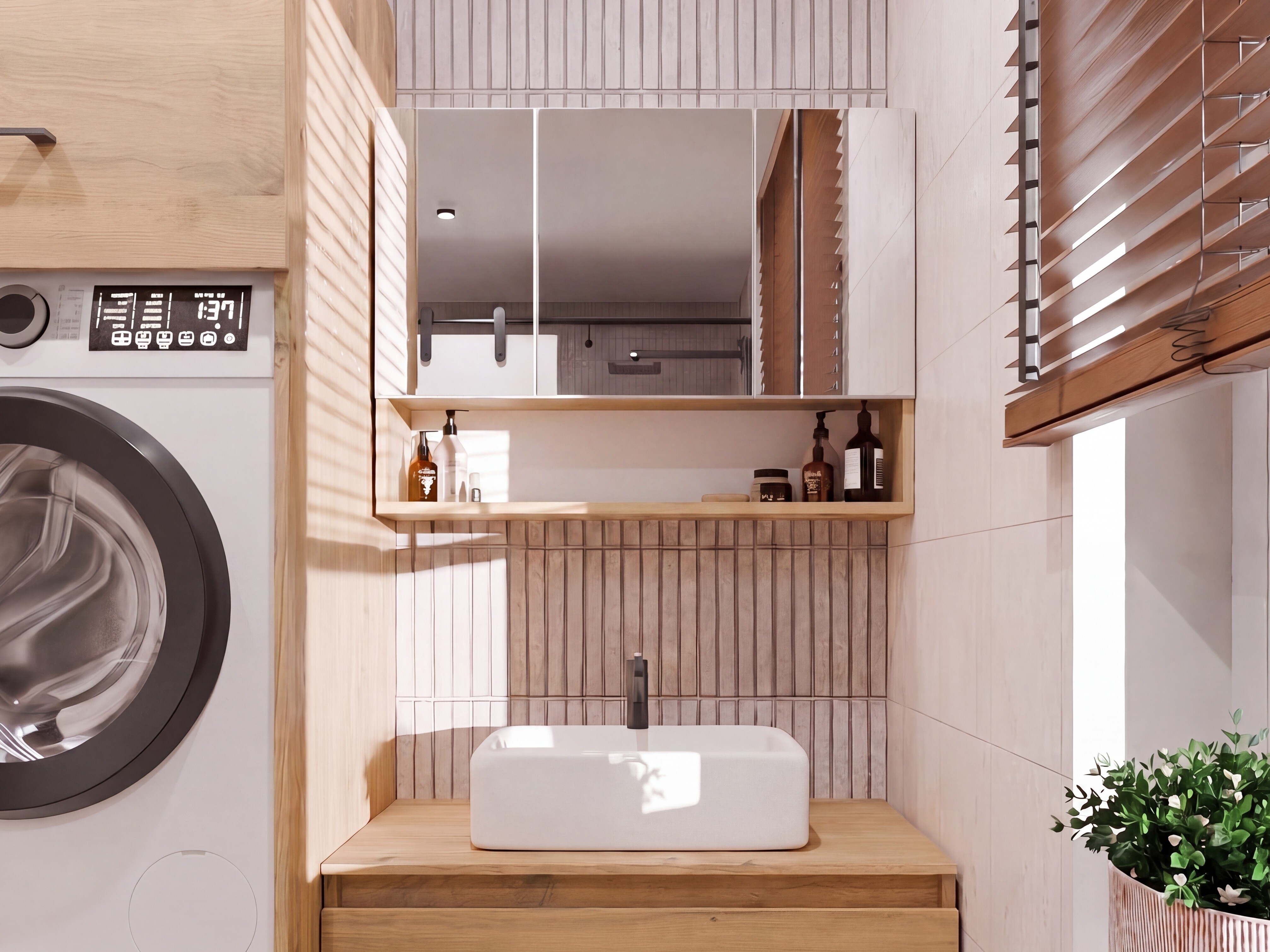 Mueble para baño con espejo Balelbo 113 (Roble Artisan)