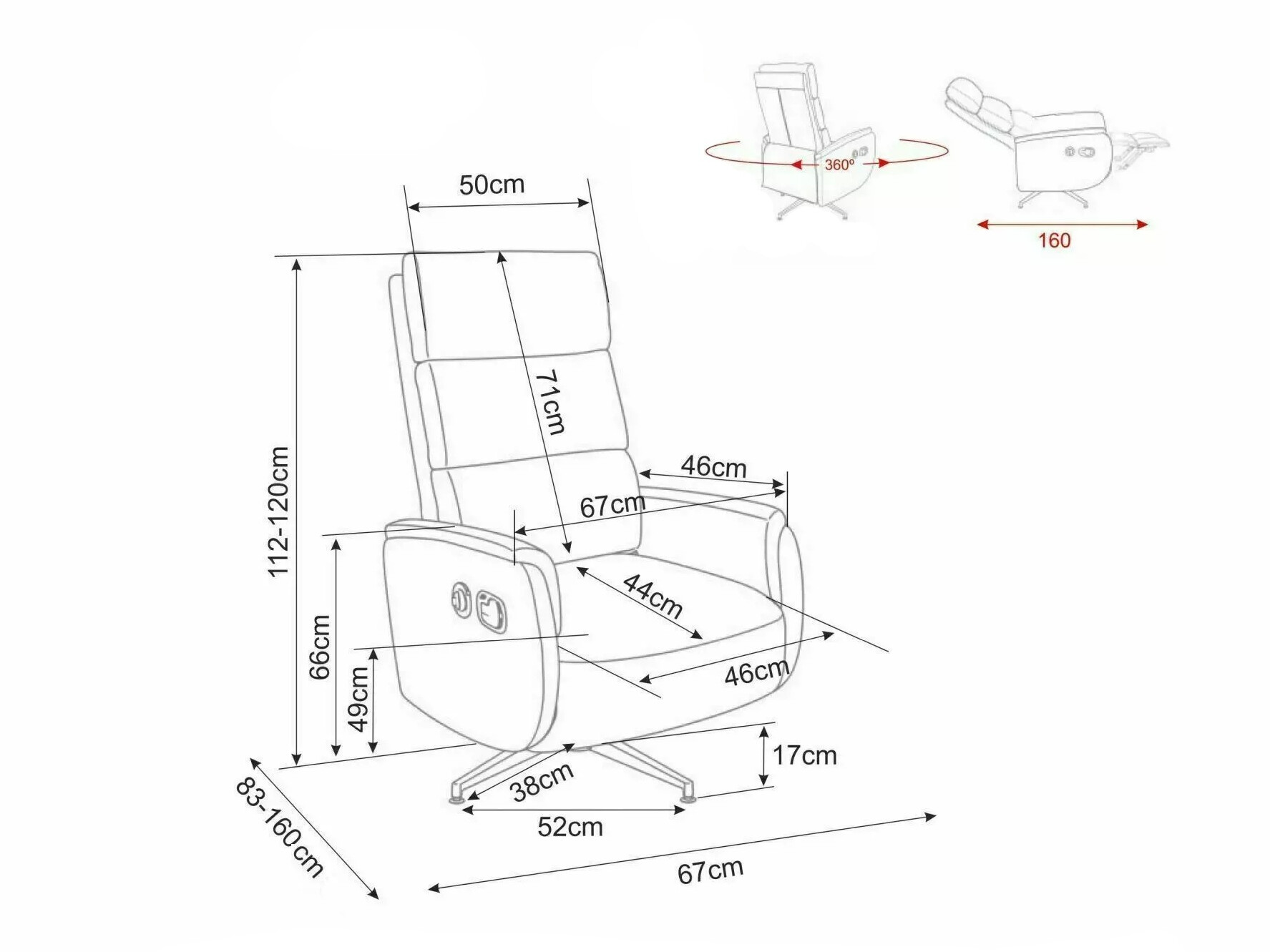 Sillón reclinable Detroit 1032 (Raven 45)