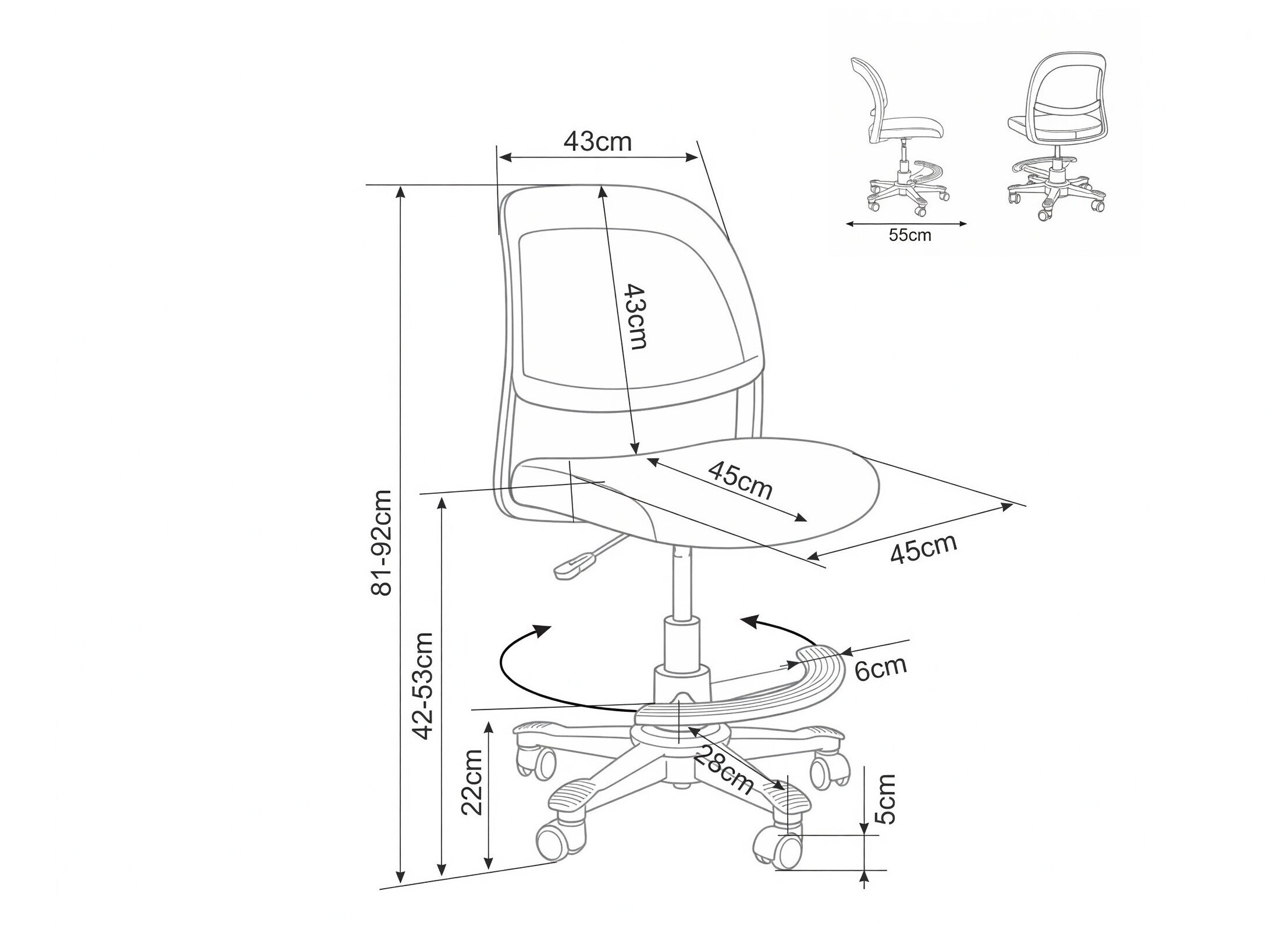 Silla para niños Detroit 1037 (Rosa)