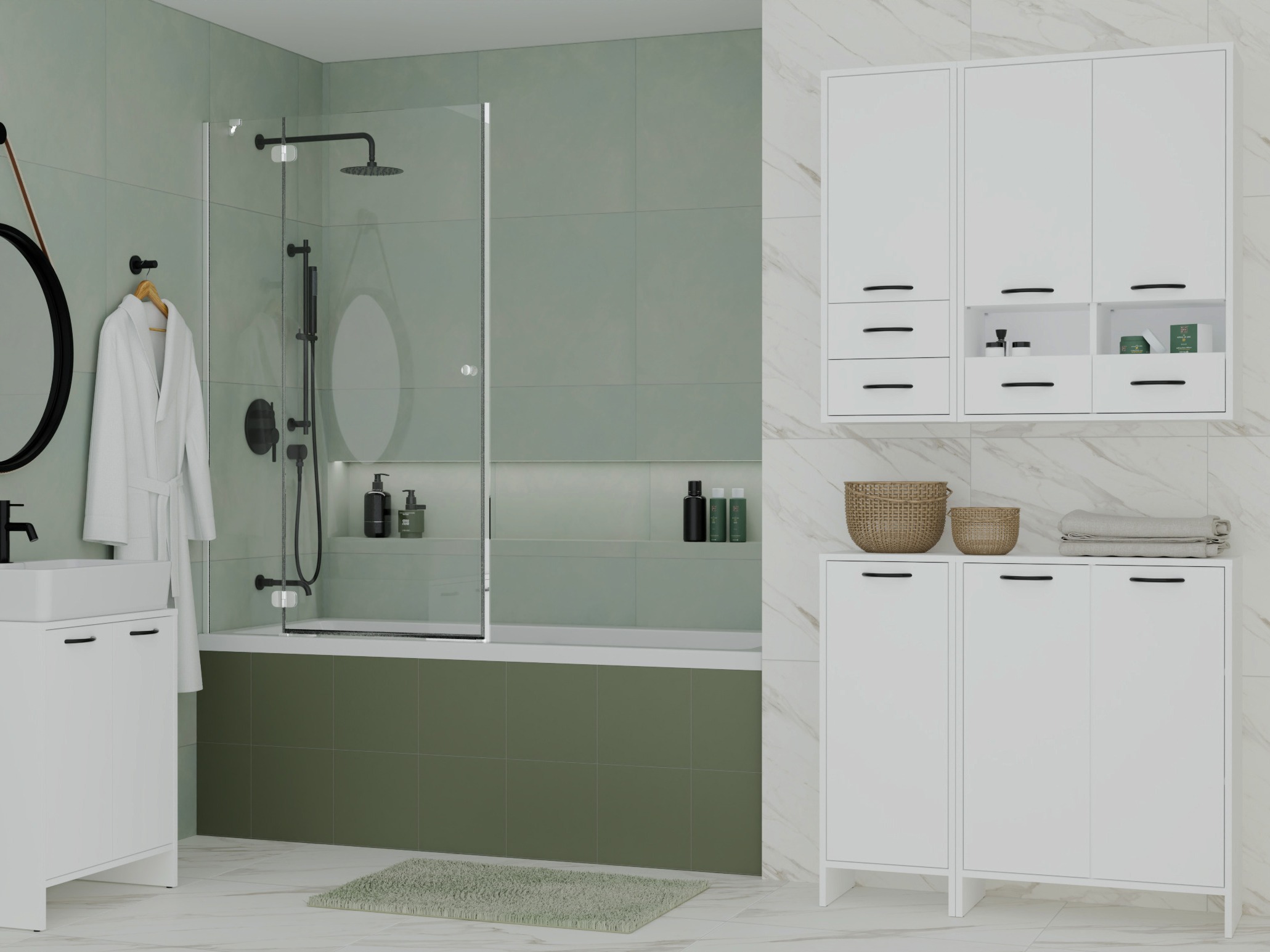 Armario de pie para baño Servou 110 (Blanco)