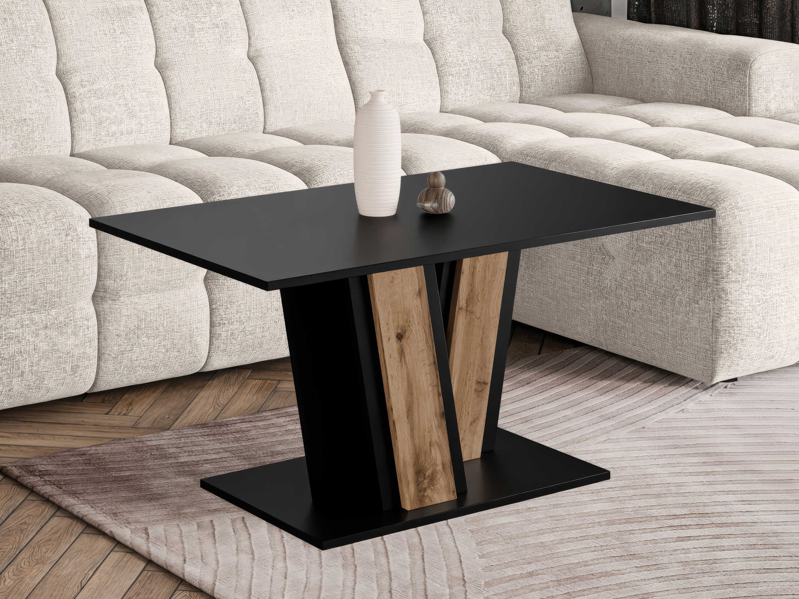 Mesa de centro Goodyear 138 (Negro + Roble wotan)