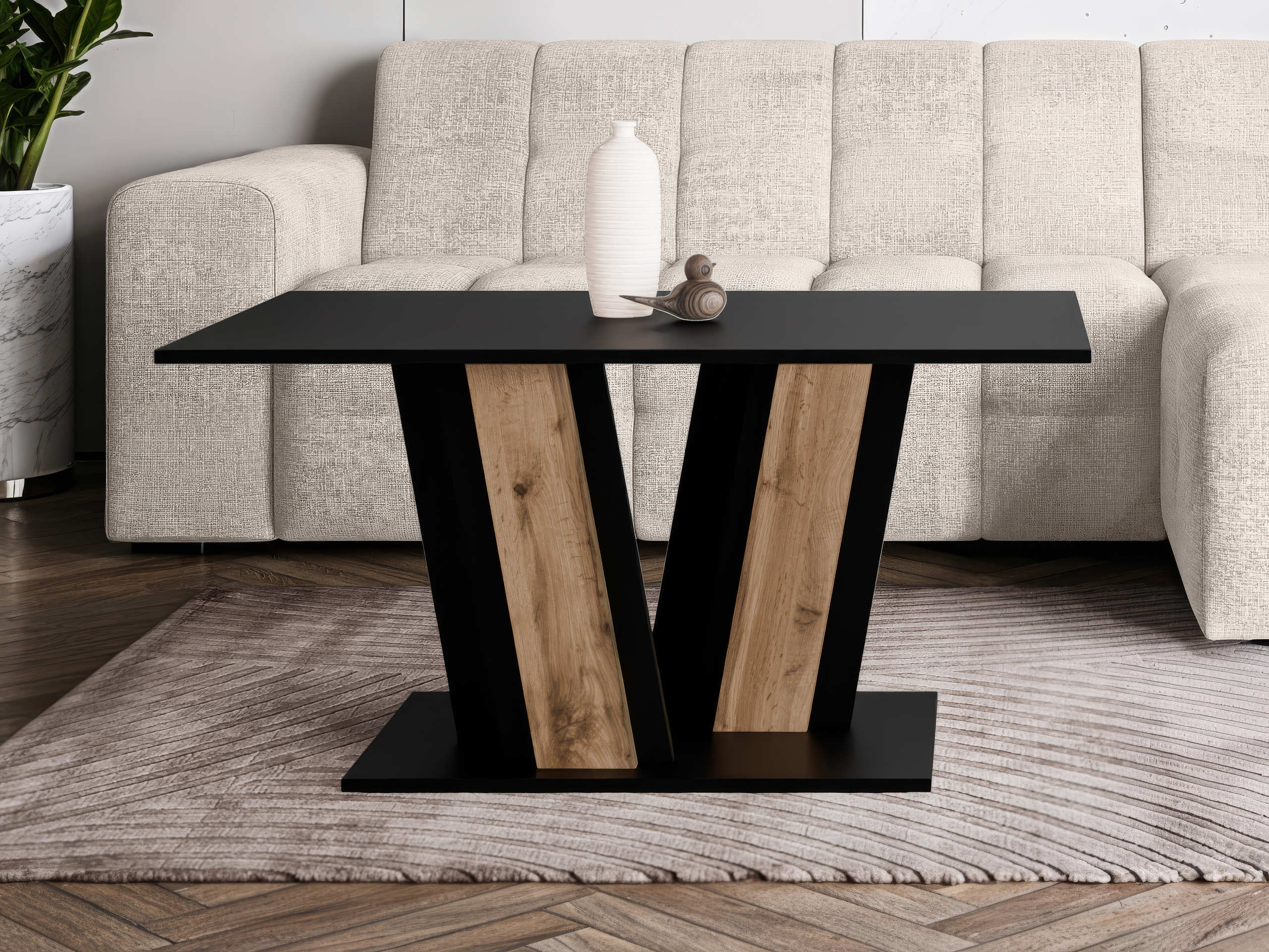 Mesa de centro Goodyear 138 (Negro + Roble wotan)
