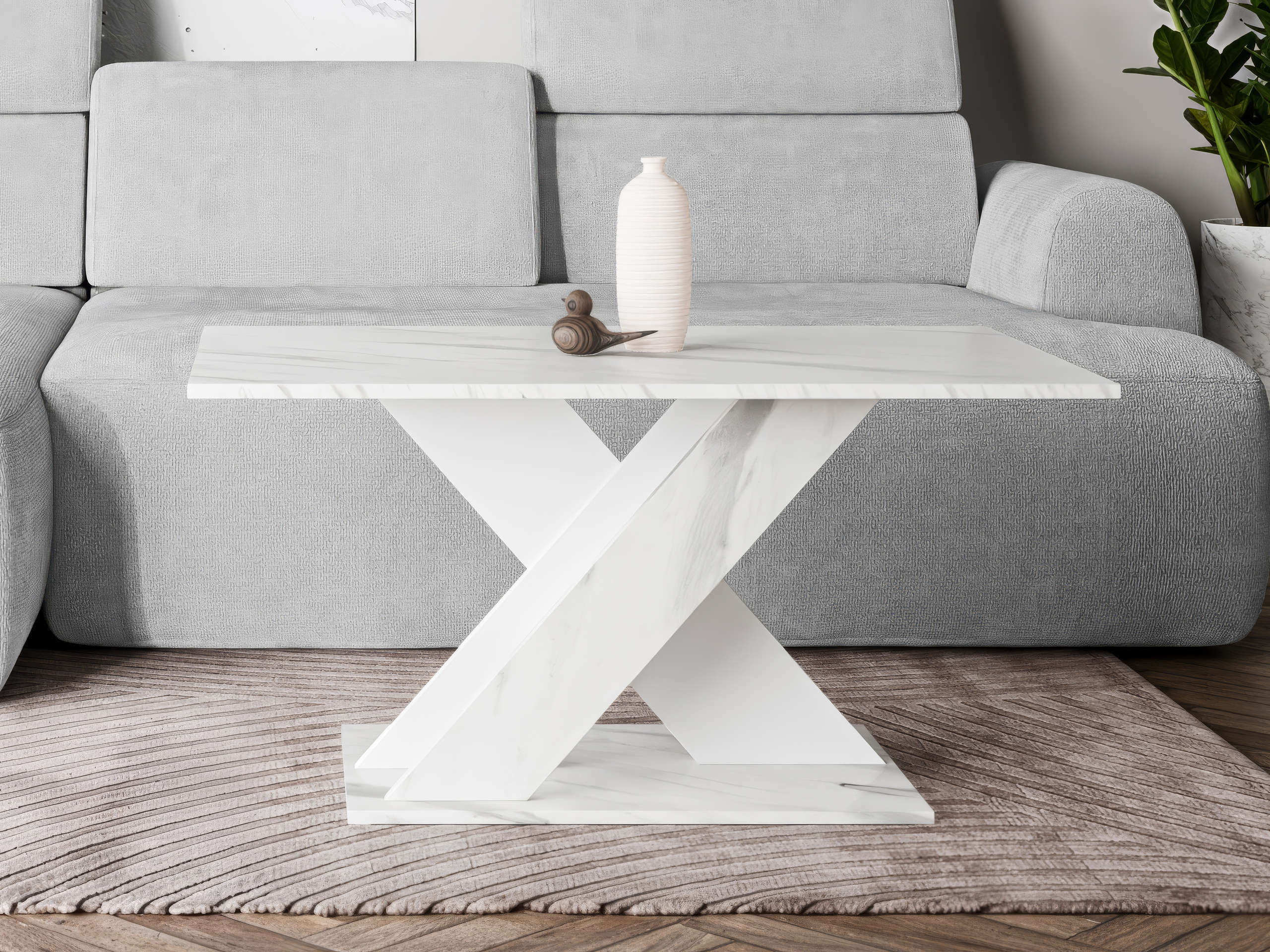 Mesa de centro Goodyear 140 (Mármol blanco + Blanco)