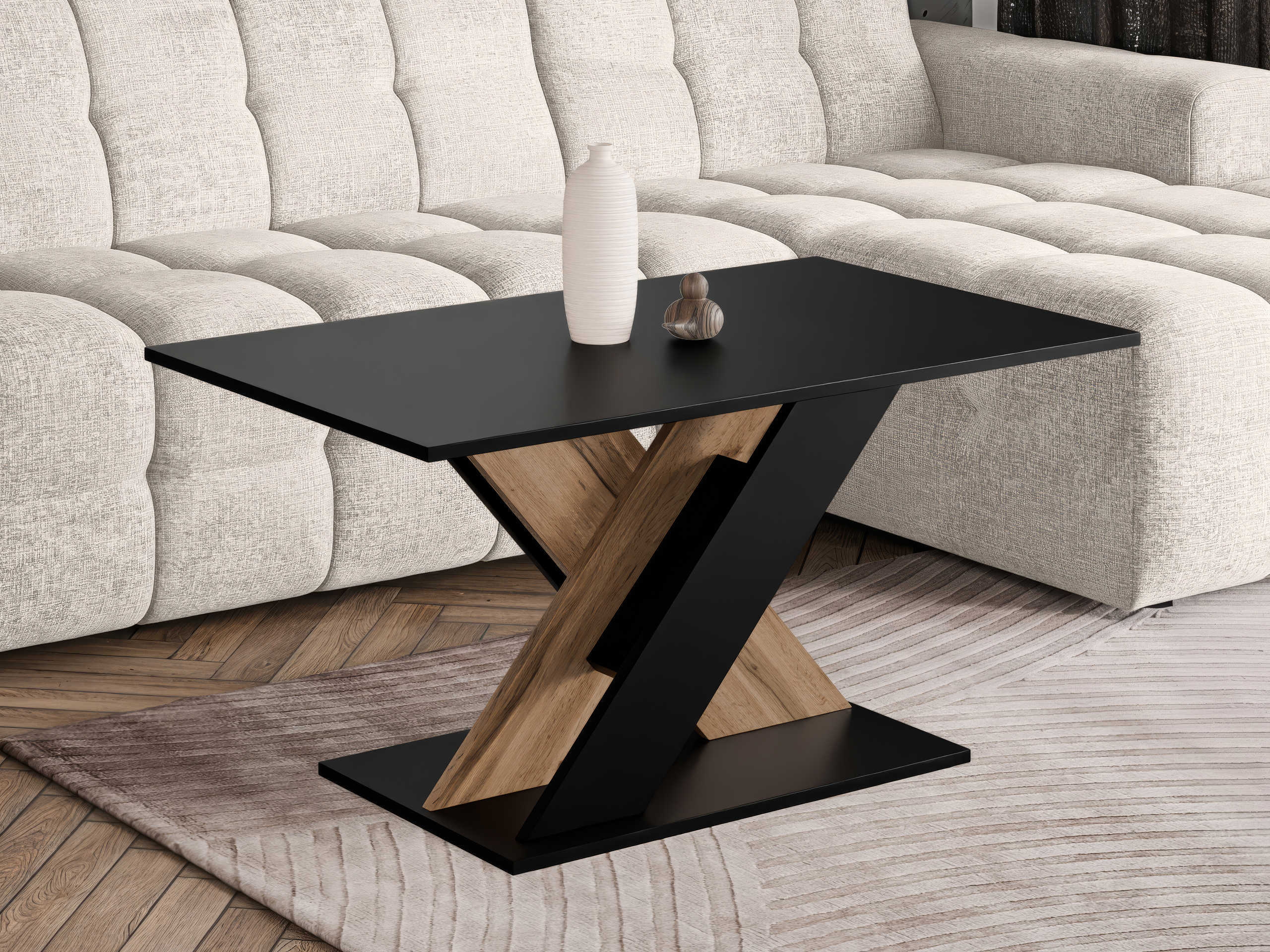 Mesa de centro Goodyear 140 (Negro + Roble wotan)