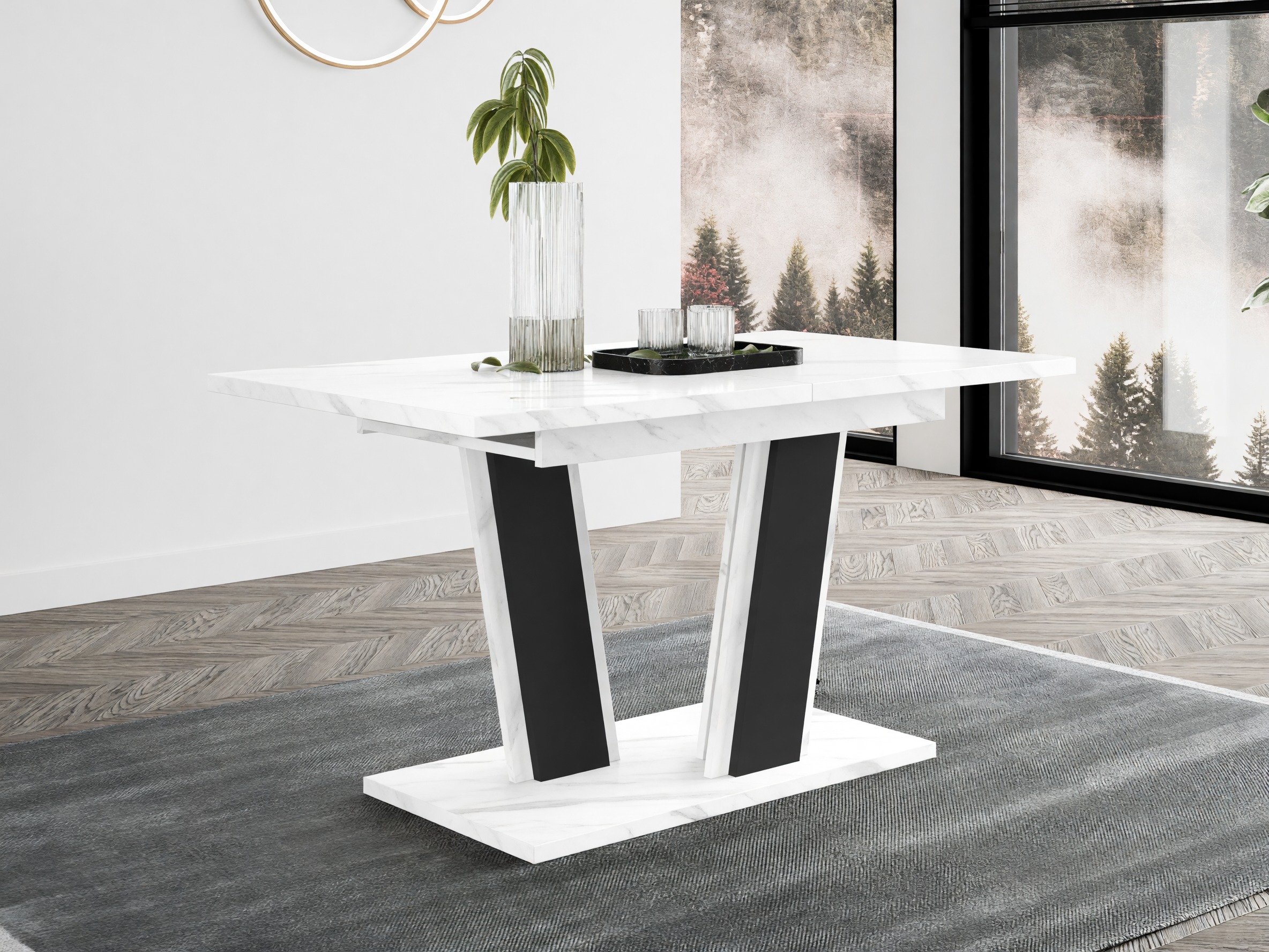 Mesa Goodyear 139 (Mármol blanco + Negro)