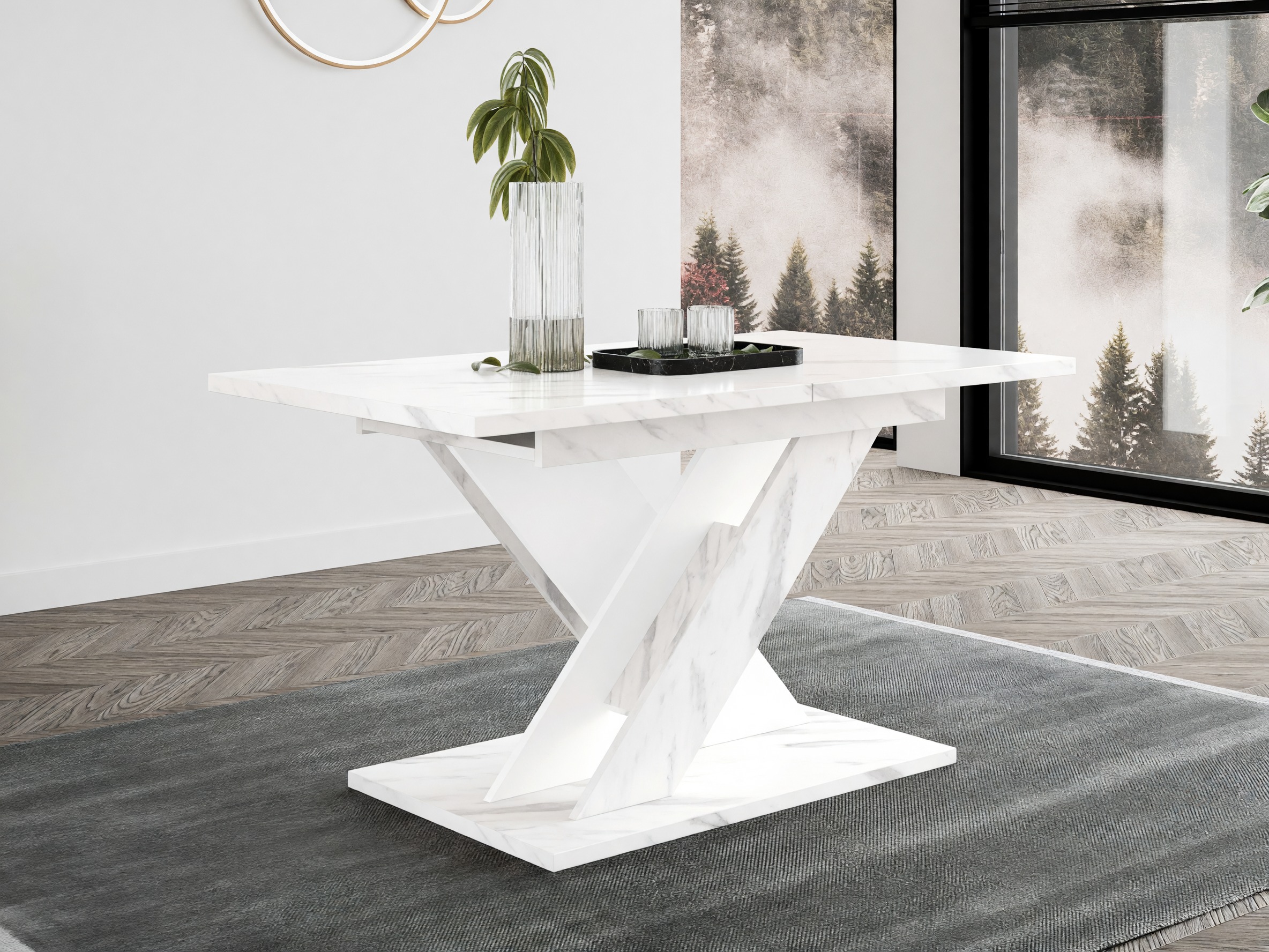 Mesa Goodyear 141 (Mármol blanco + Blanco)