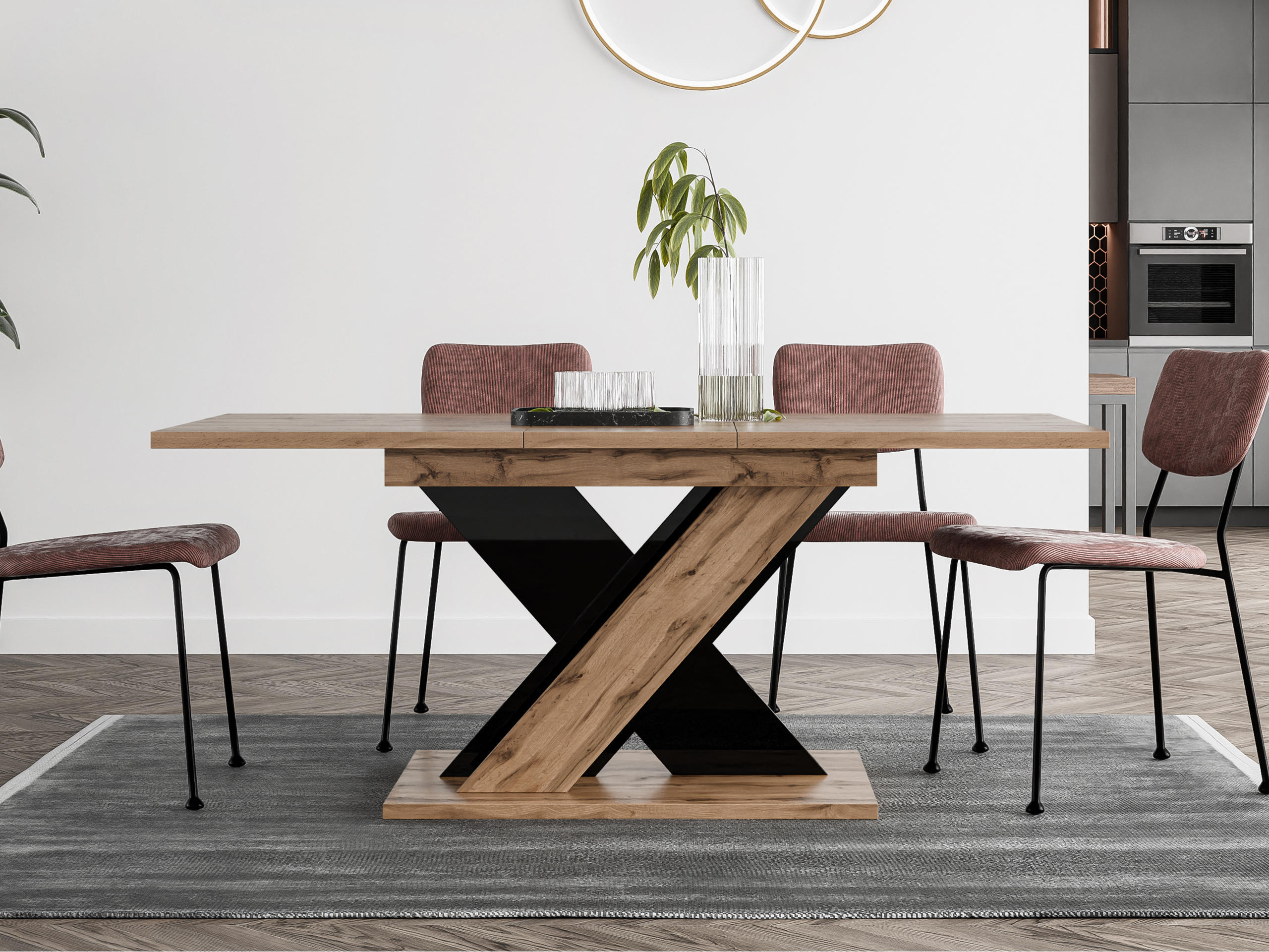 Mesa Goodyear 141 (Roble wotan + Negro brillante)