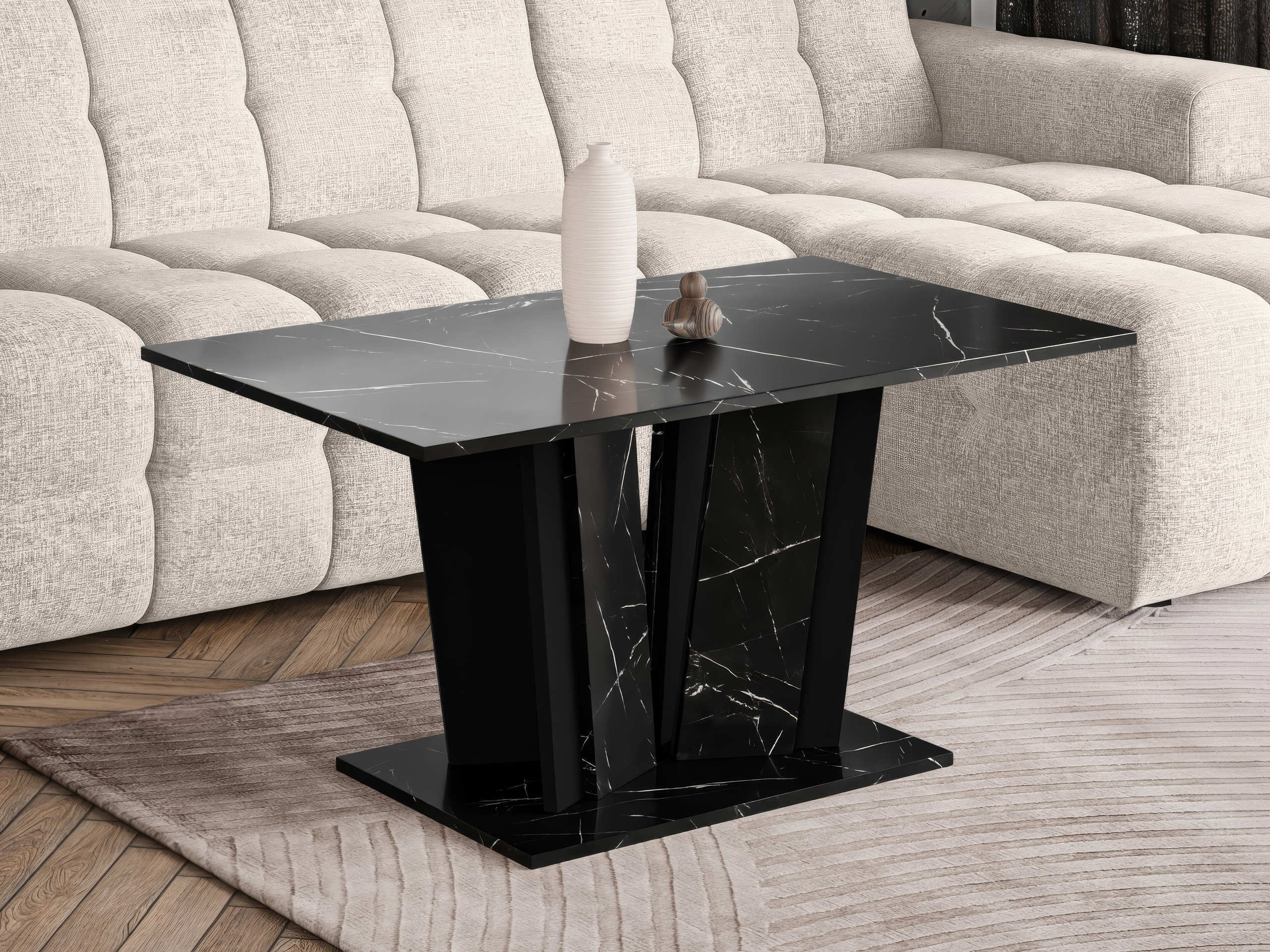 Mesa de centro Goodyear 143 (Mármol negro + Negro)