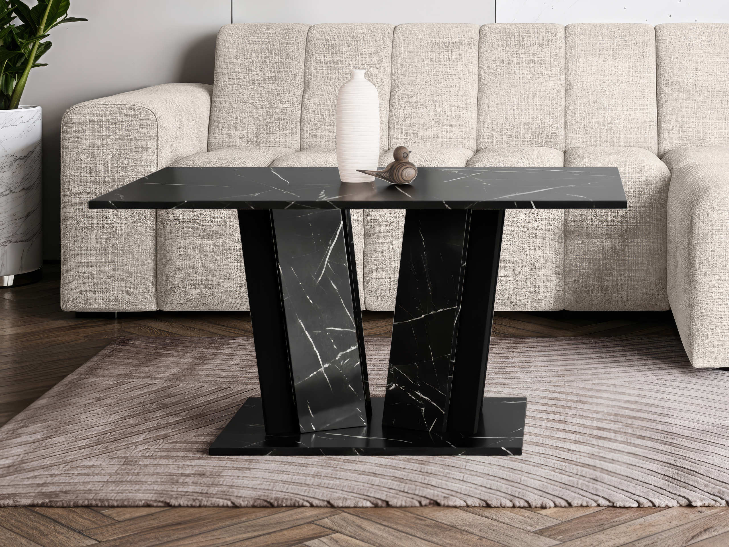 Mesa de centro Goodyear 143 (Mármol negro + Negro)