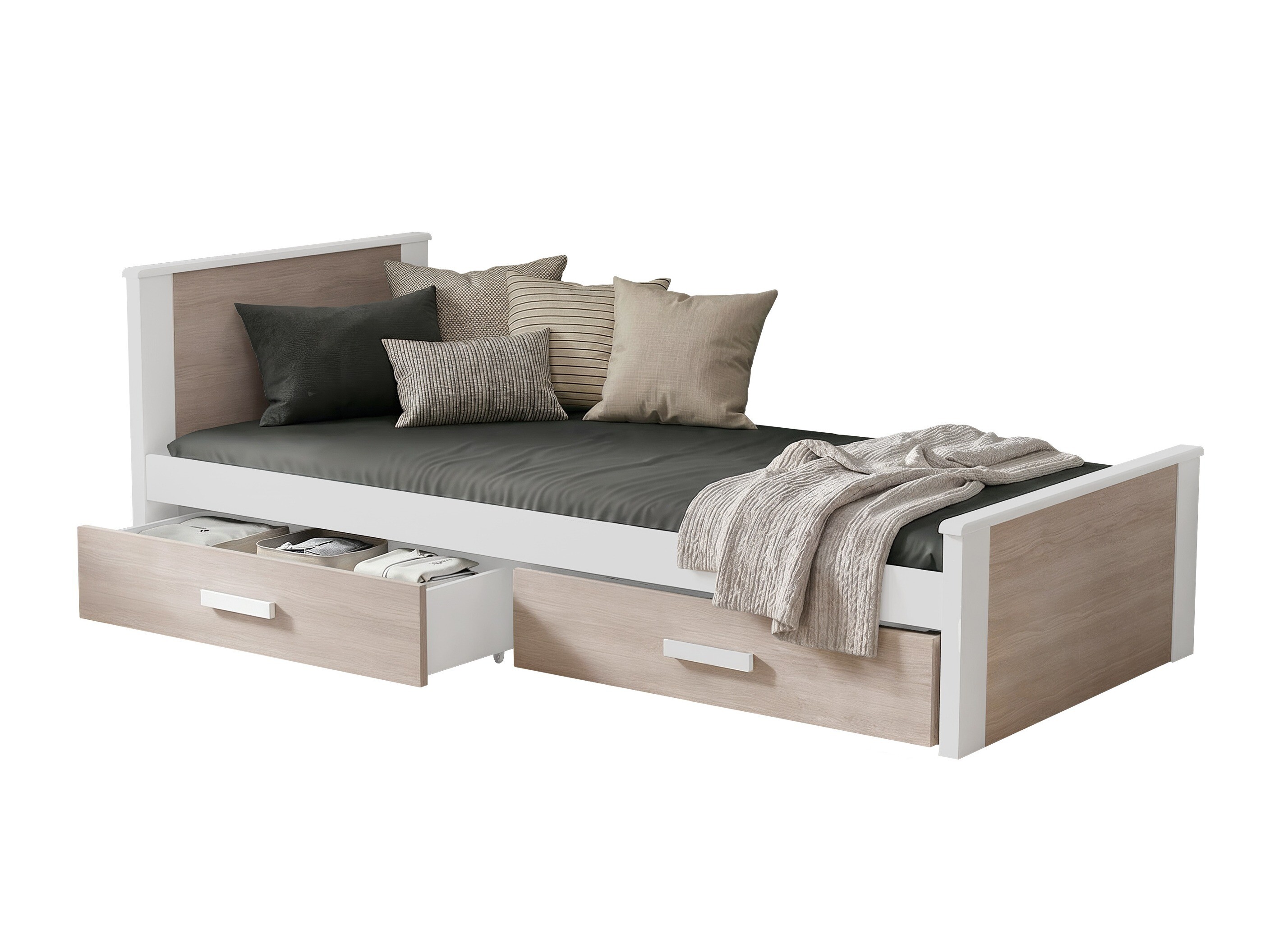 Cama Henderson 116 (Blanco + Roble Sonoma)