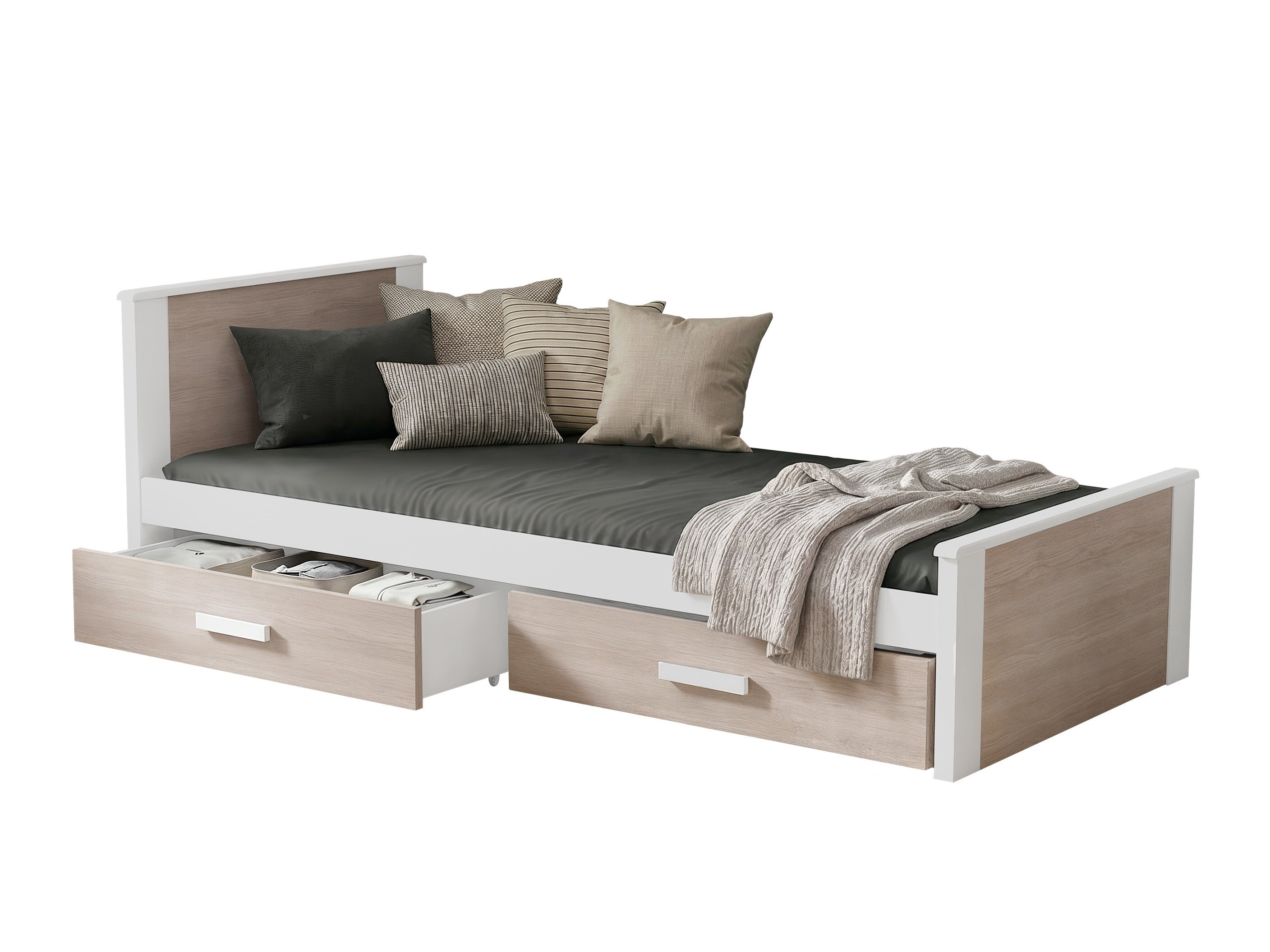 Cama Henderson 116 (Blanco + Roble Sonoma)