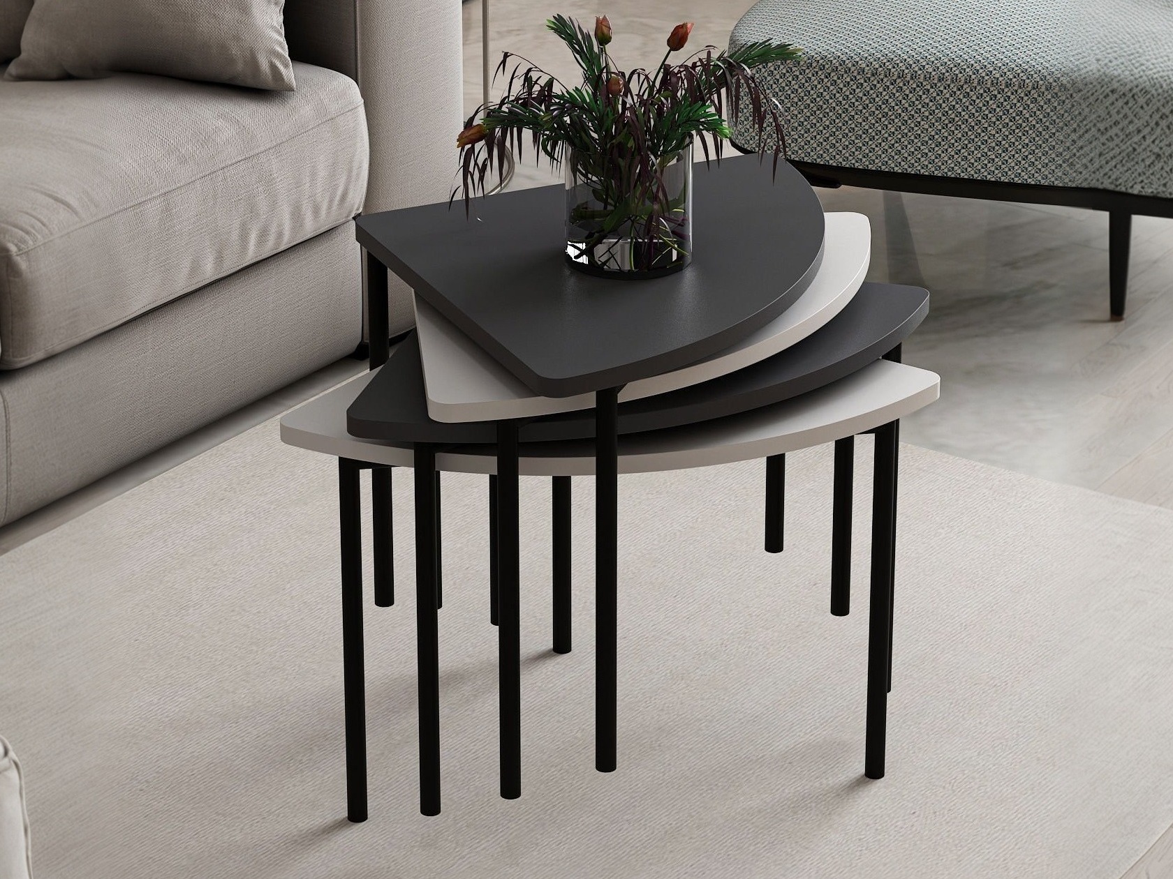 Conjunto mesa de centro Kailua 2836 (Blanco + Antracita)