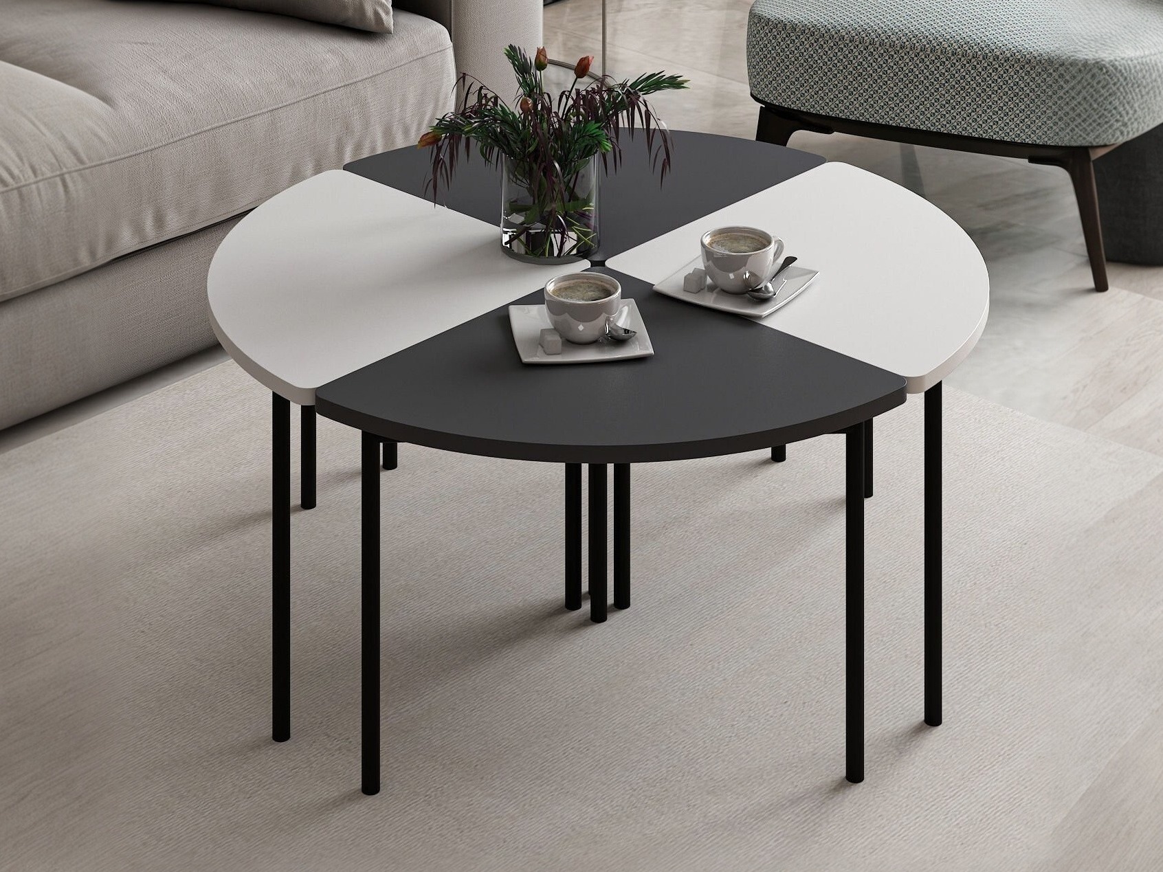 Conjunto mesa de centro Kailua 2836 (Blanco + Antracita)