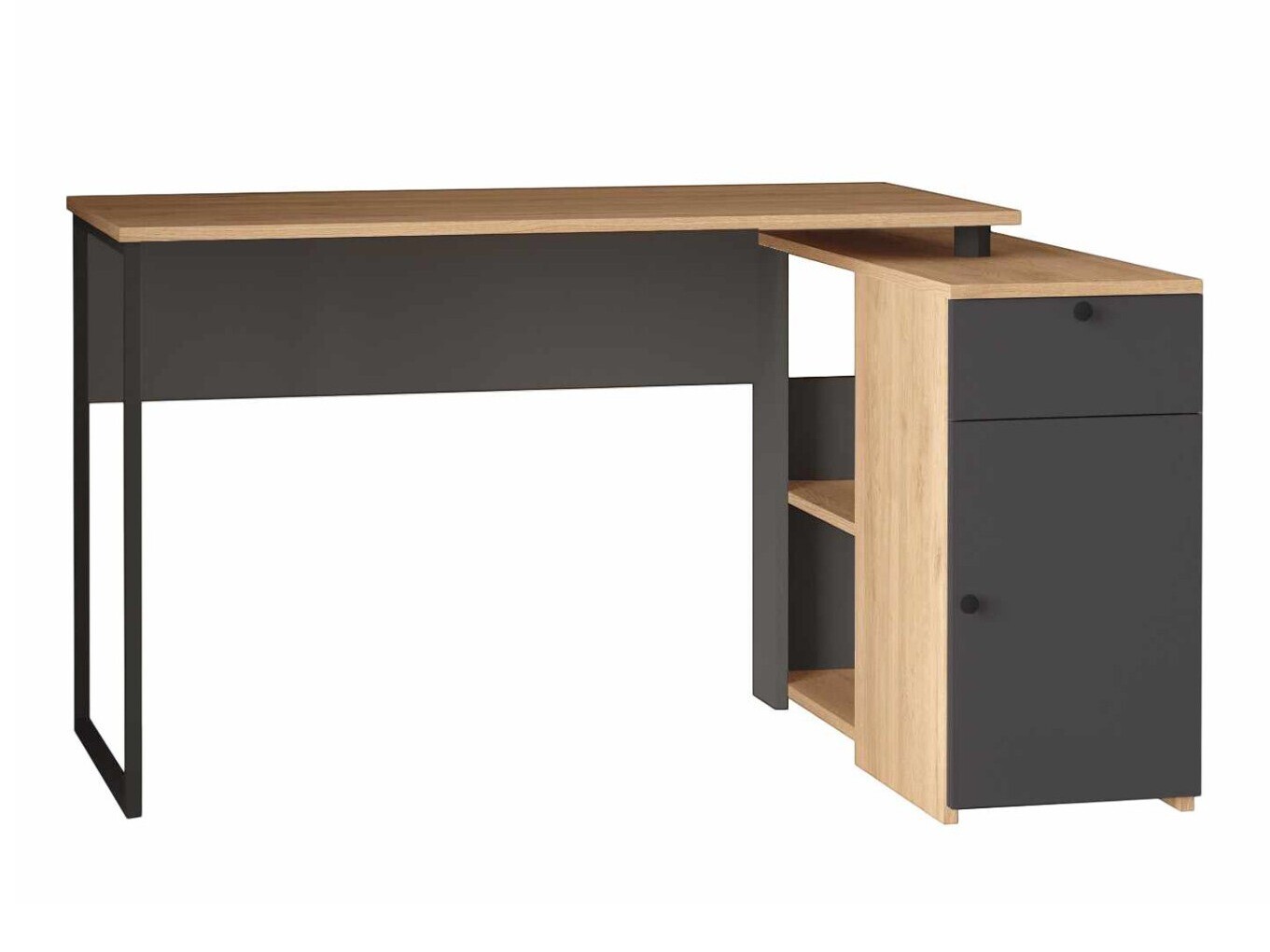 Mesa de ordenador esquinera Kailua 2839 (Luminoso madera + Antracita)