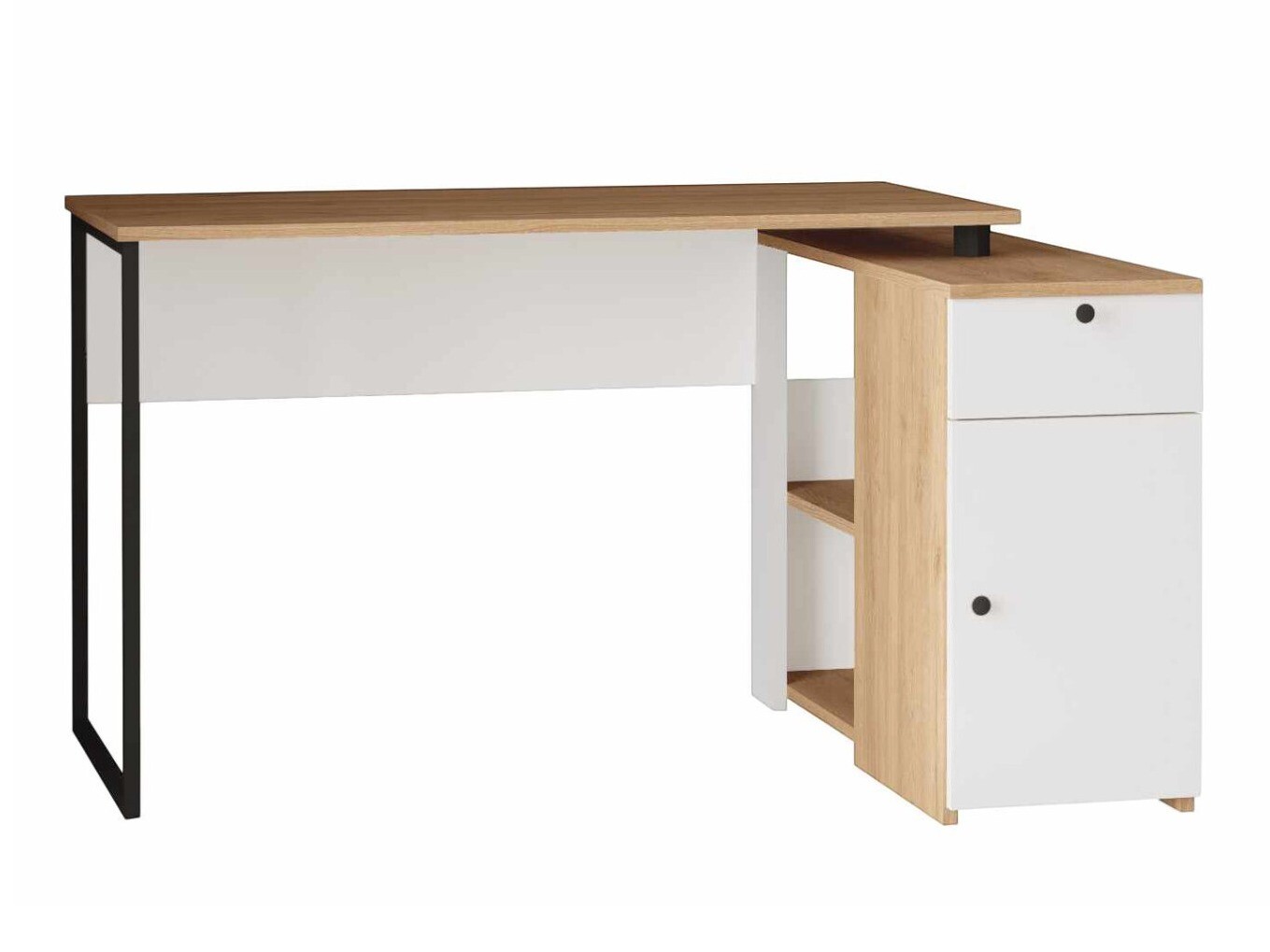 Mesa de ordenador esquinera Kailua 2839 (Luminoso madera + Blanco)