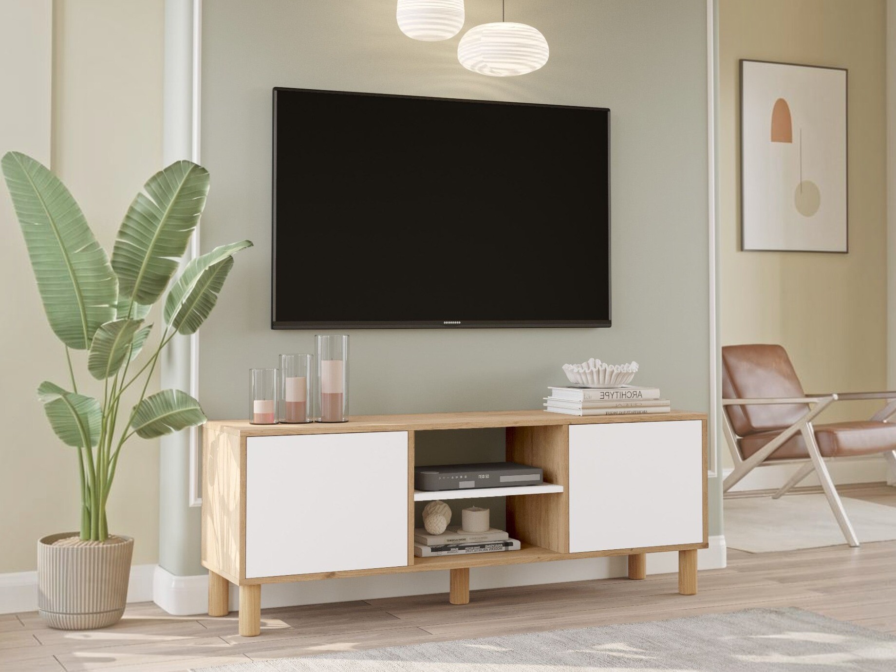 Mueble TV Kailua 2841 (Roble + Blanco)
