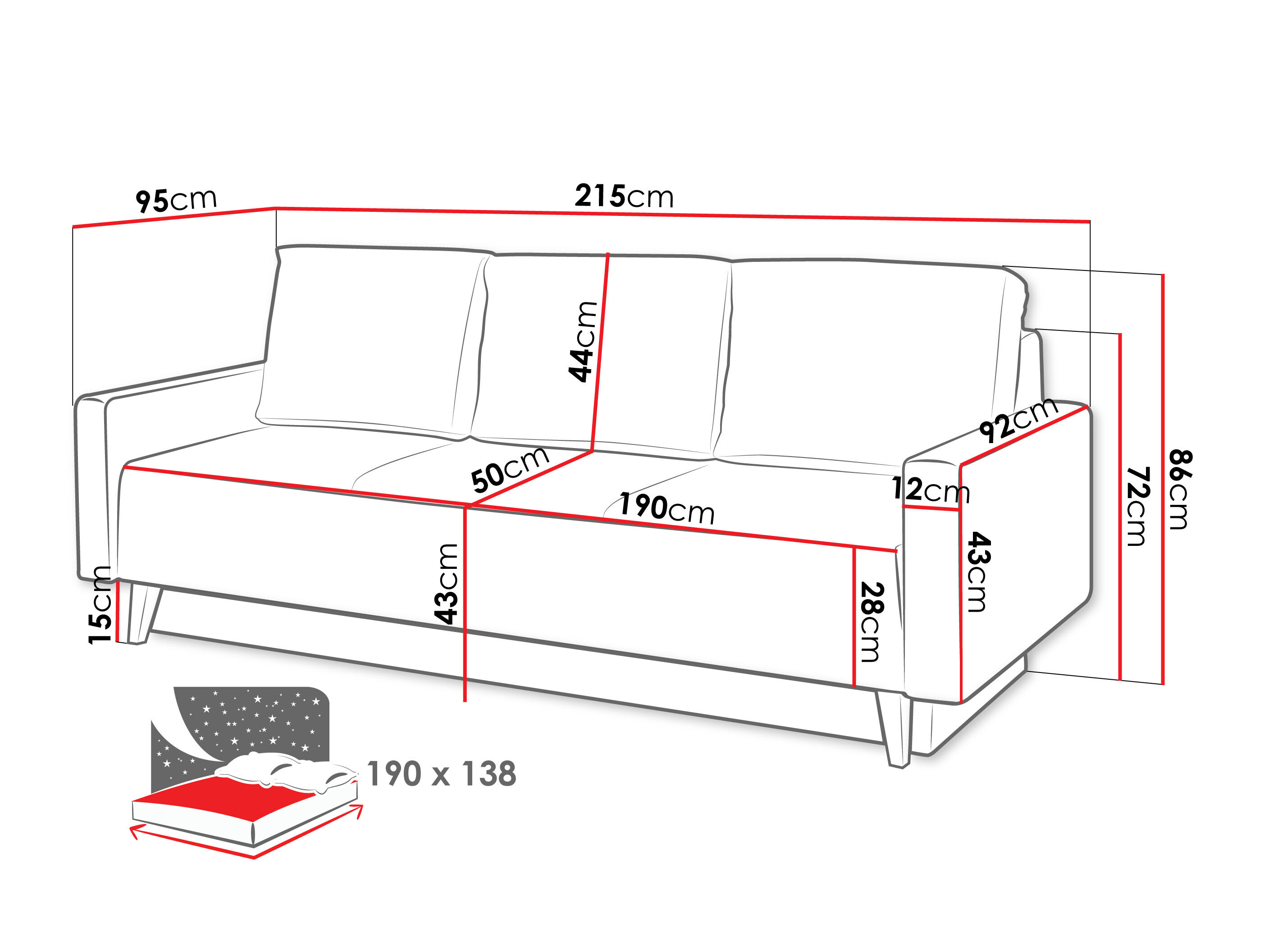 Sofá cama Delbene 129 (Verita 03 + Roble sanremo oscuro)