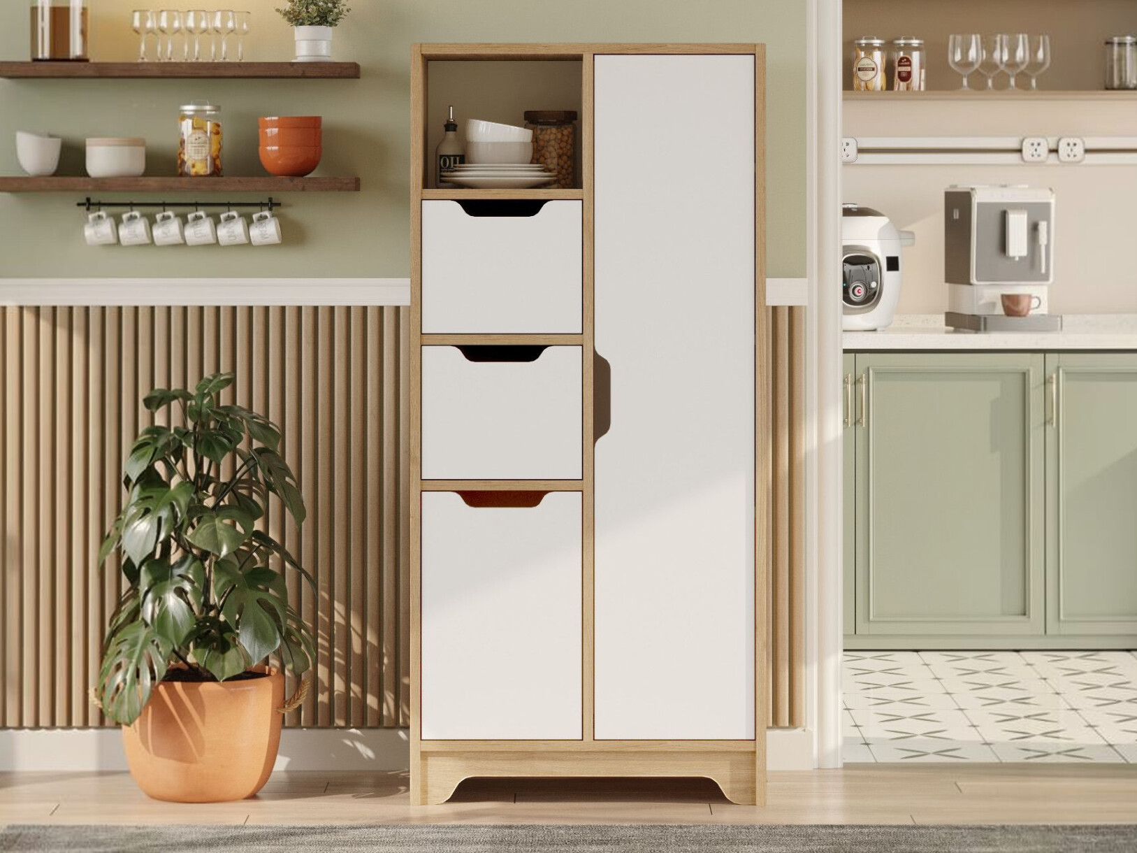 Estantería Kailua 2844 (Roble + Blanco)
