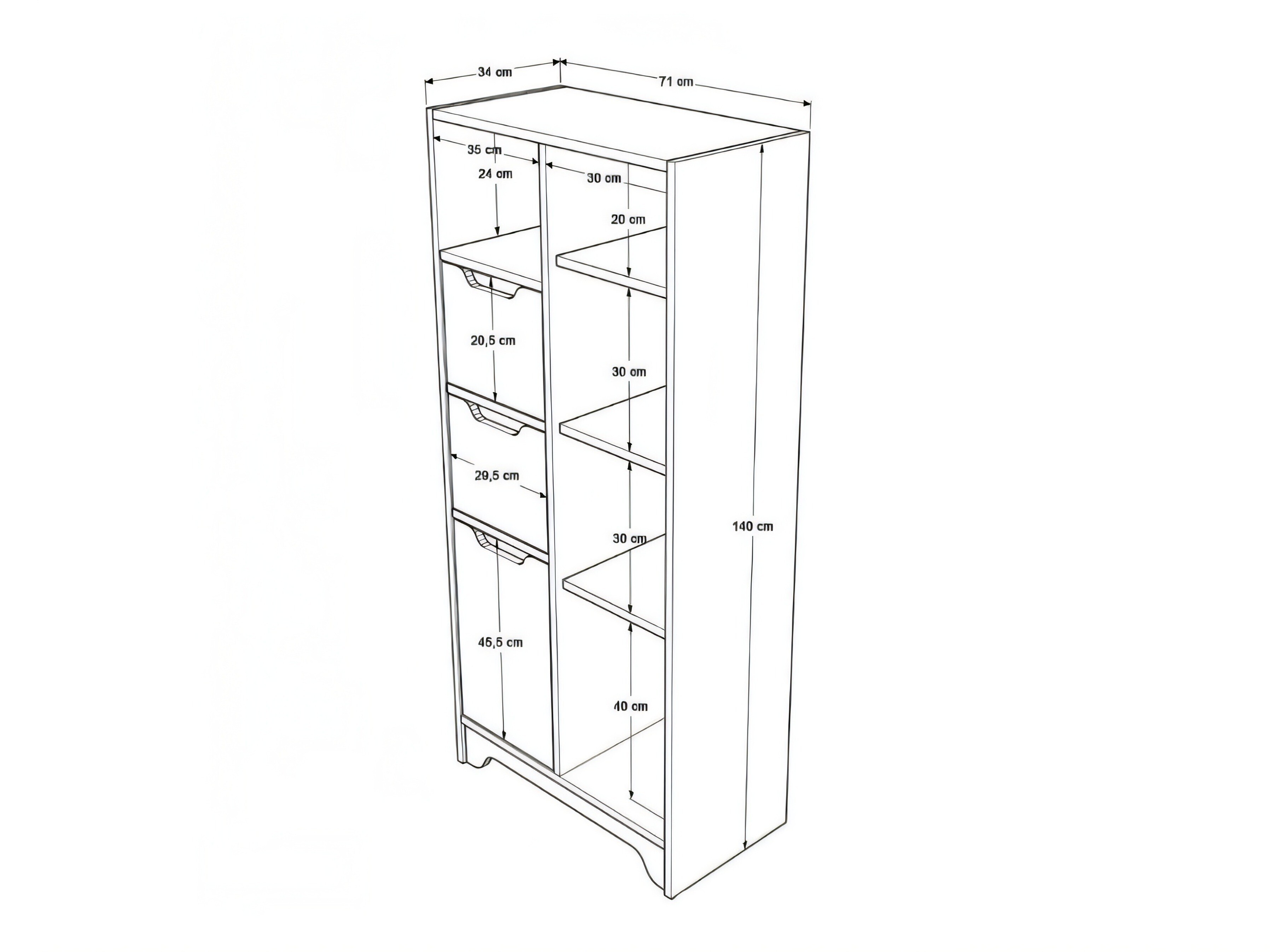 Estantería Kailua 2844 (Roble + Blanco)