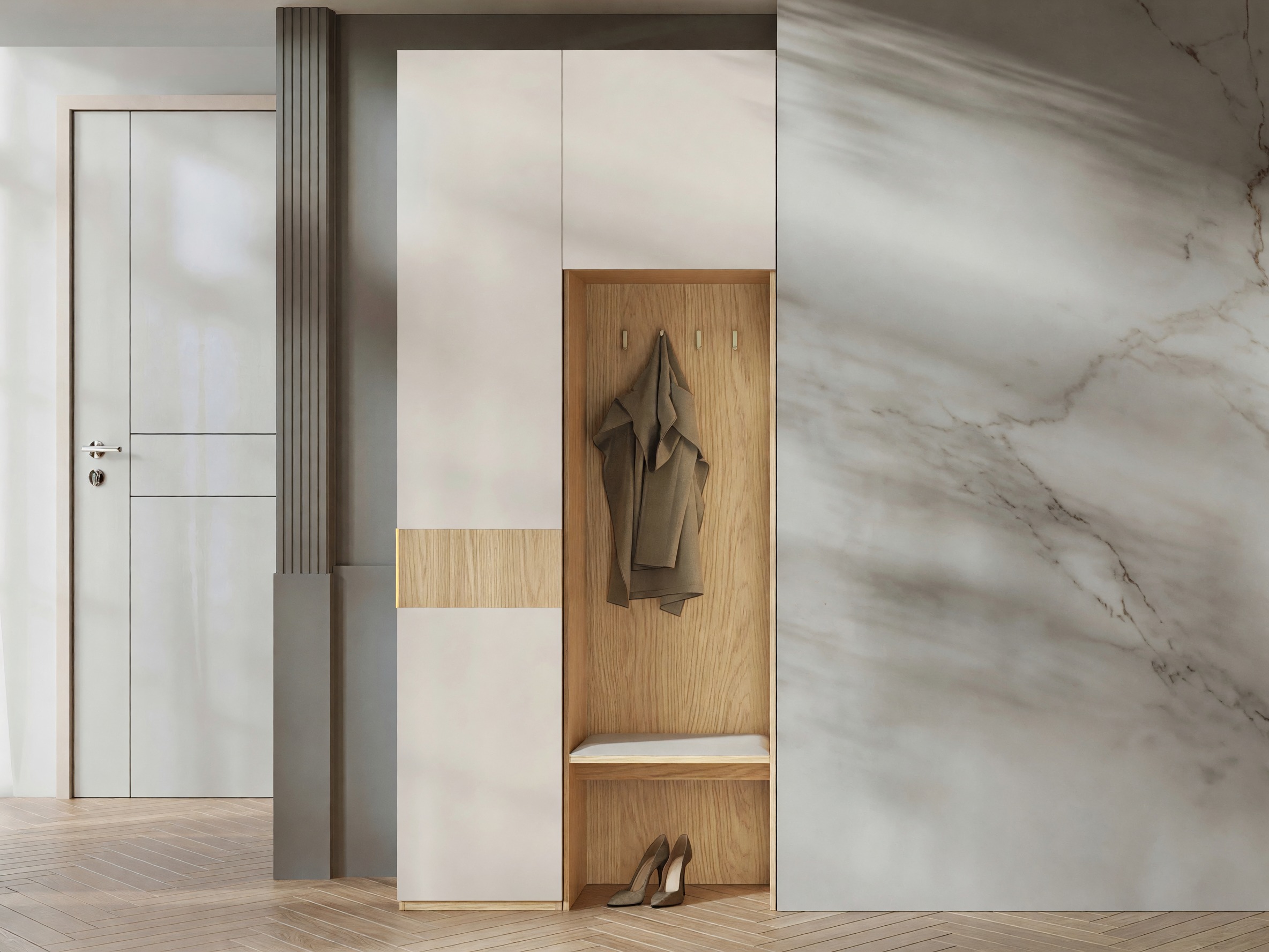 Conjunto para recibidor Toledo 148 (Roble + Beige)