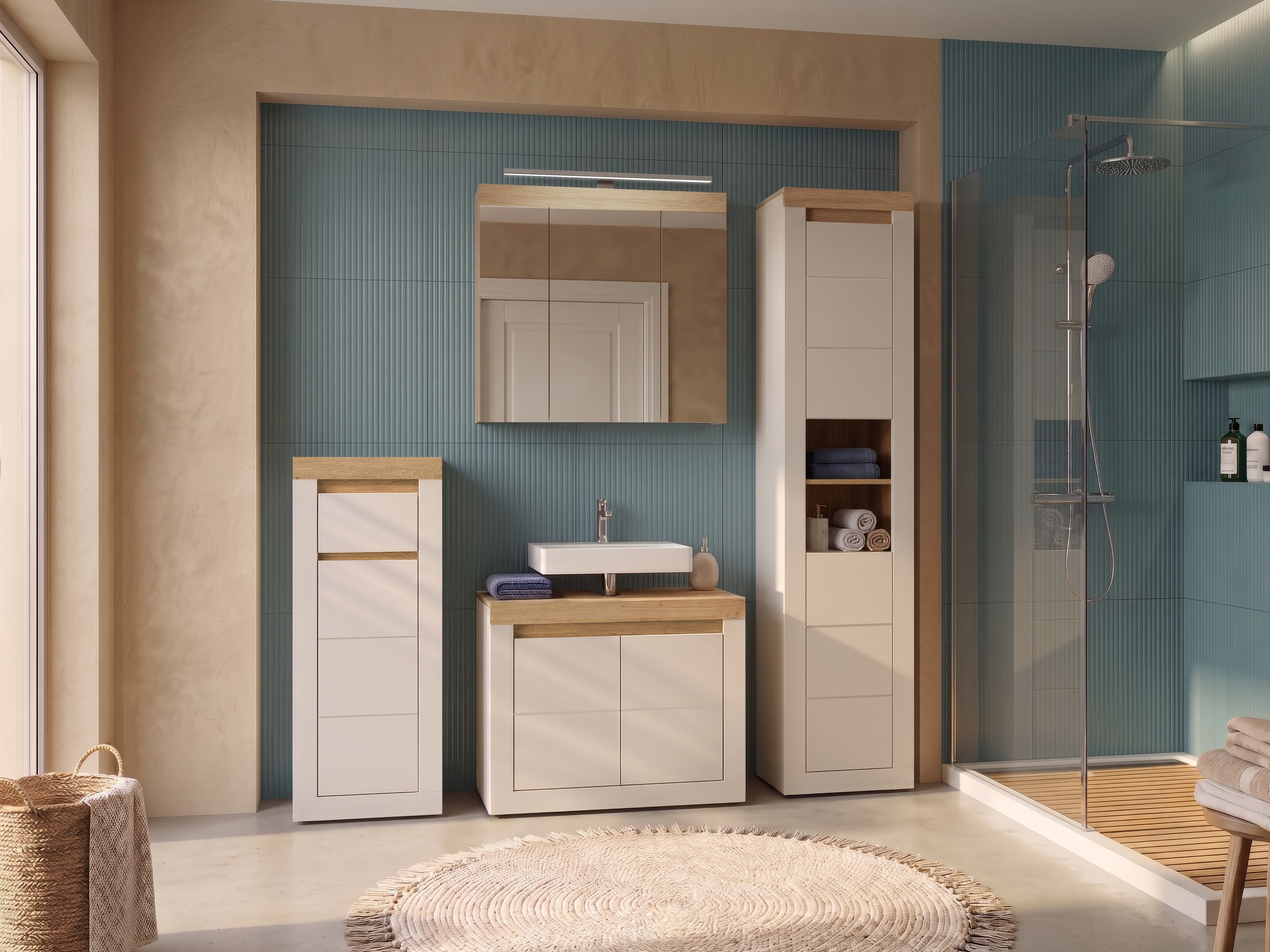 Armario de baño de pie para lavabo Ophtola 123