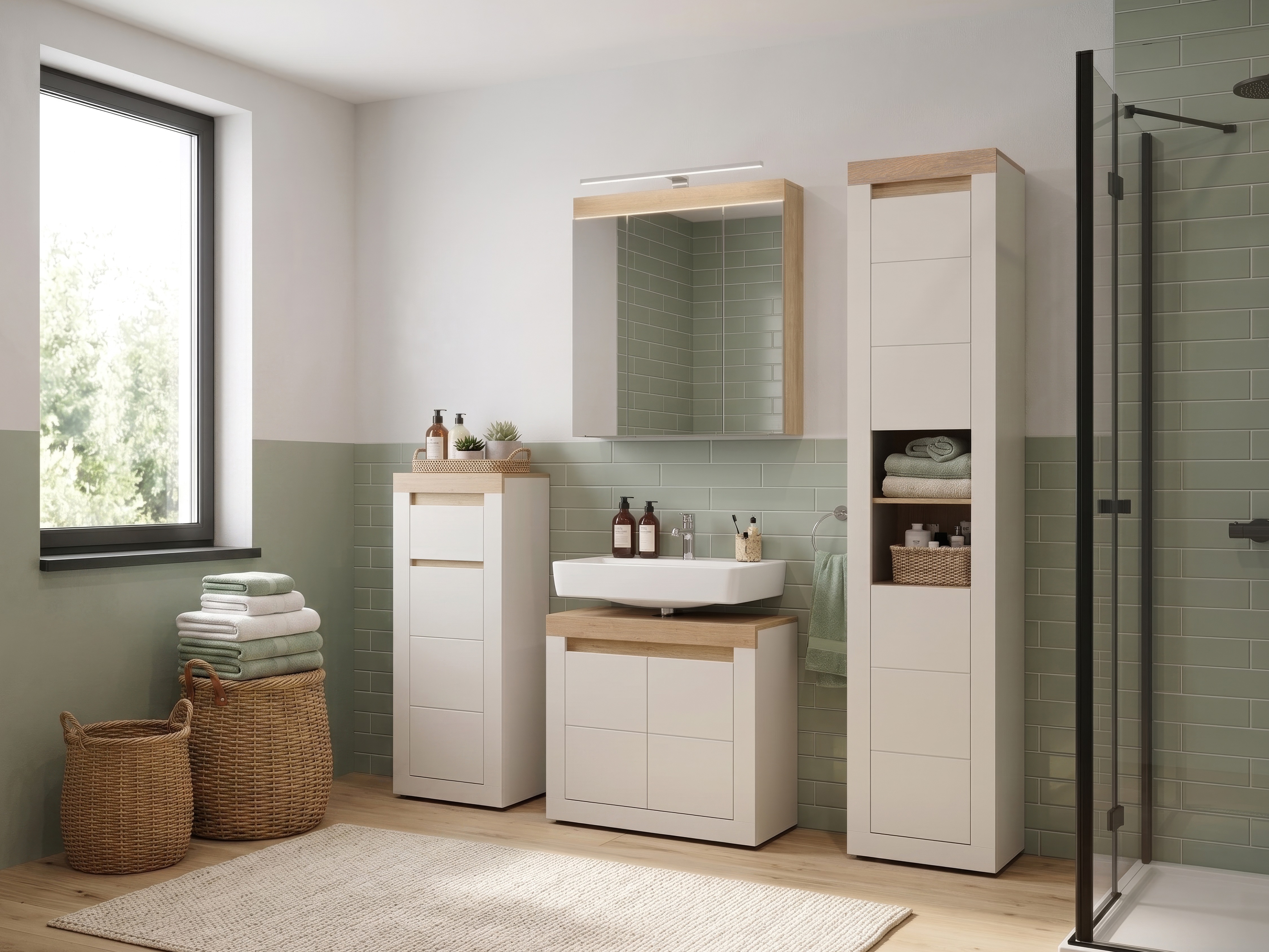 Armario de baño de pie para lavabo Ophtola 123