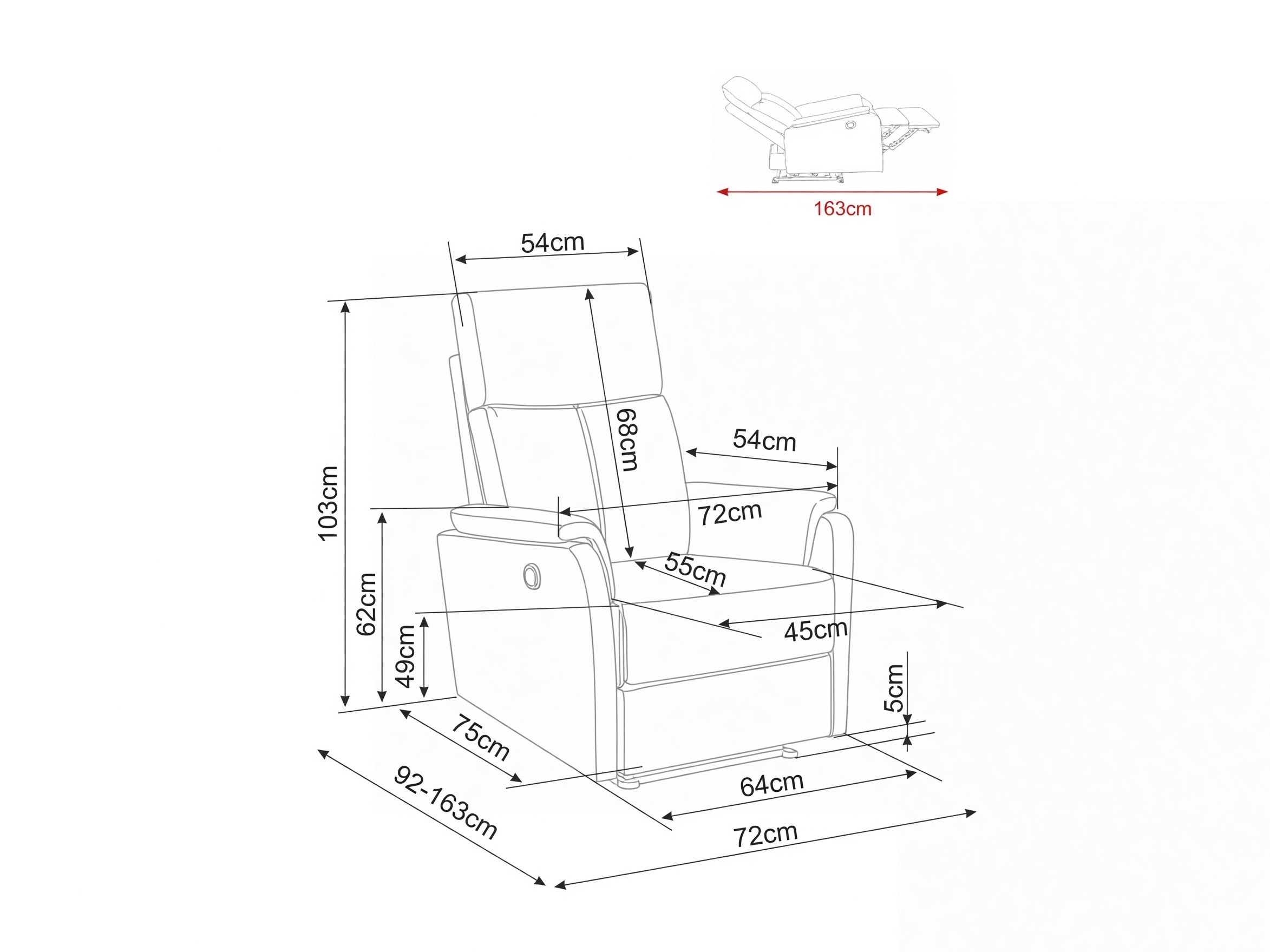 Sillón reclinable Detroit 1040 (Raven 07)