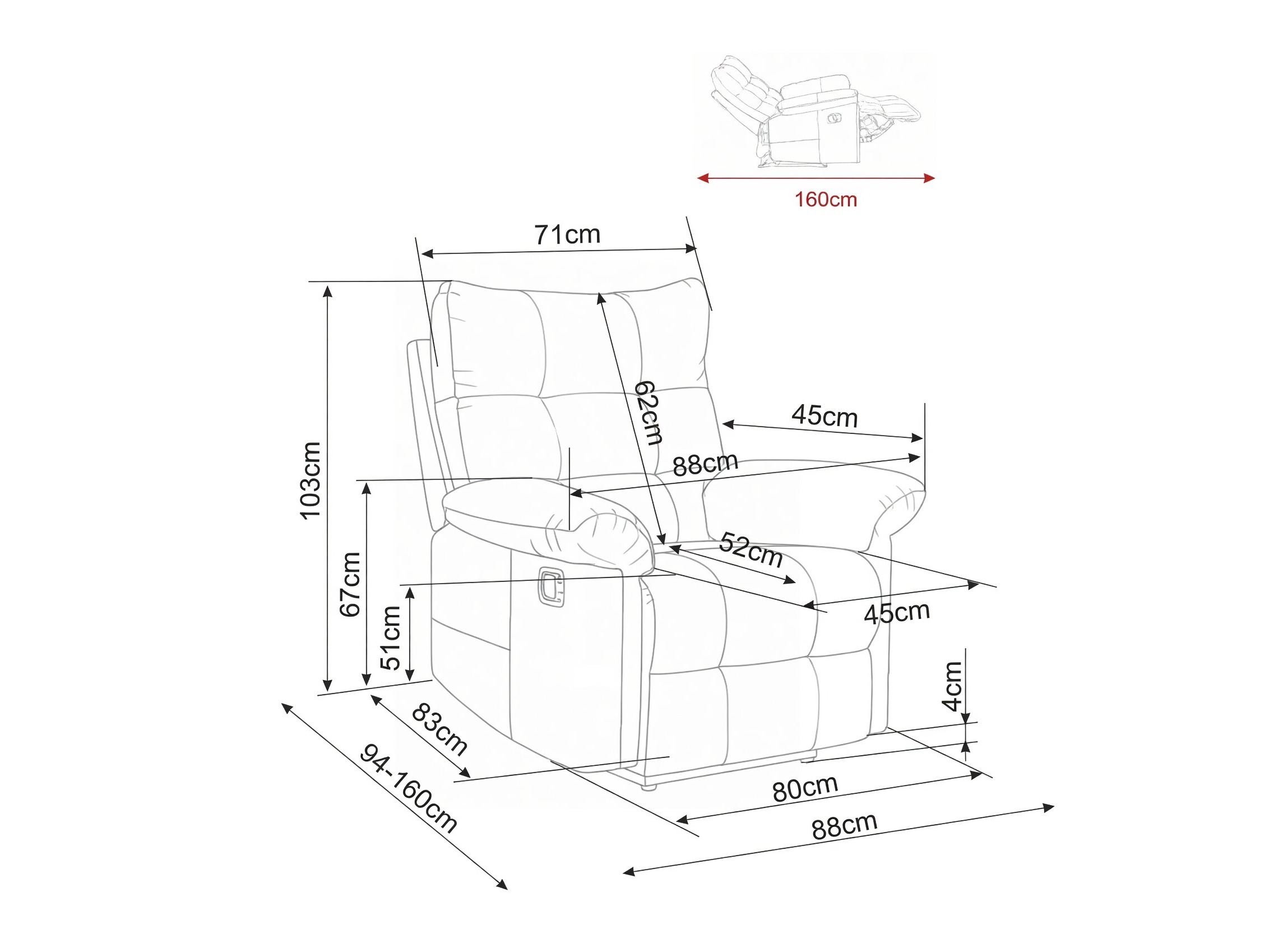 Sillón reclinable Detroit 1041 (Raven 07)