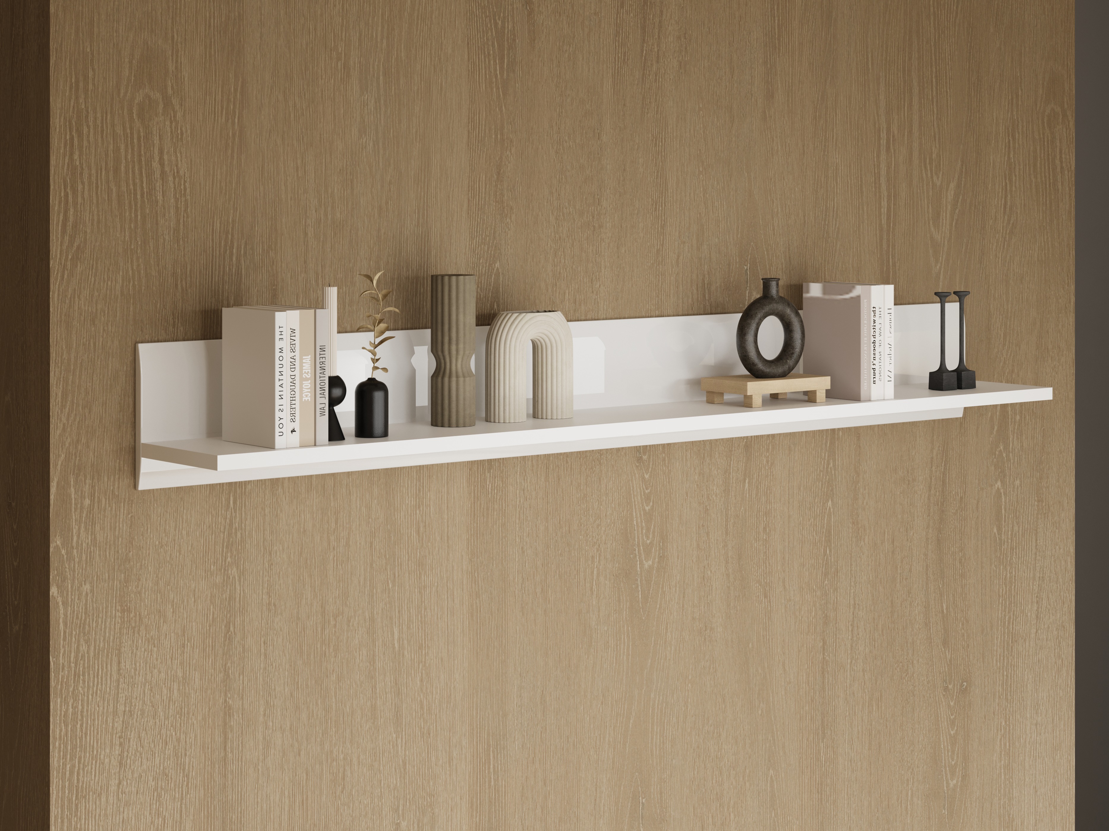 Estantería de pared Ophsalu 101 (Blanco + Blanco brillante)