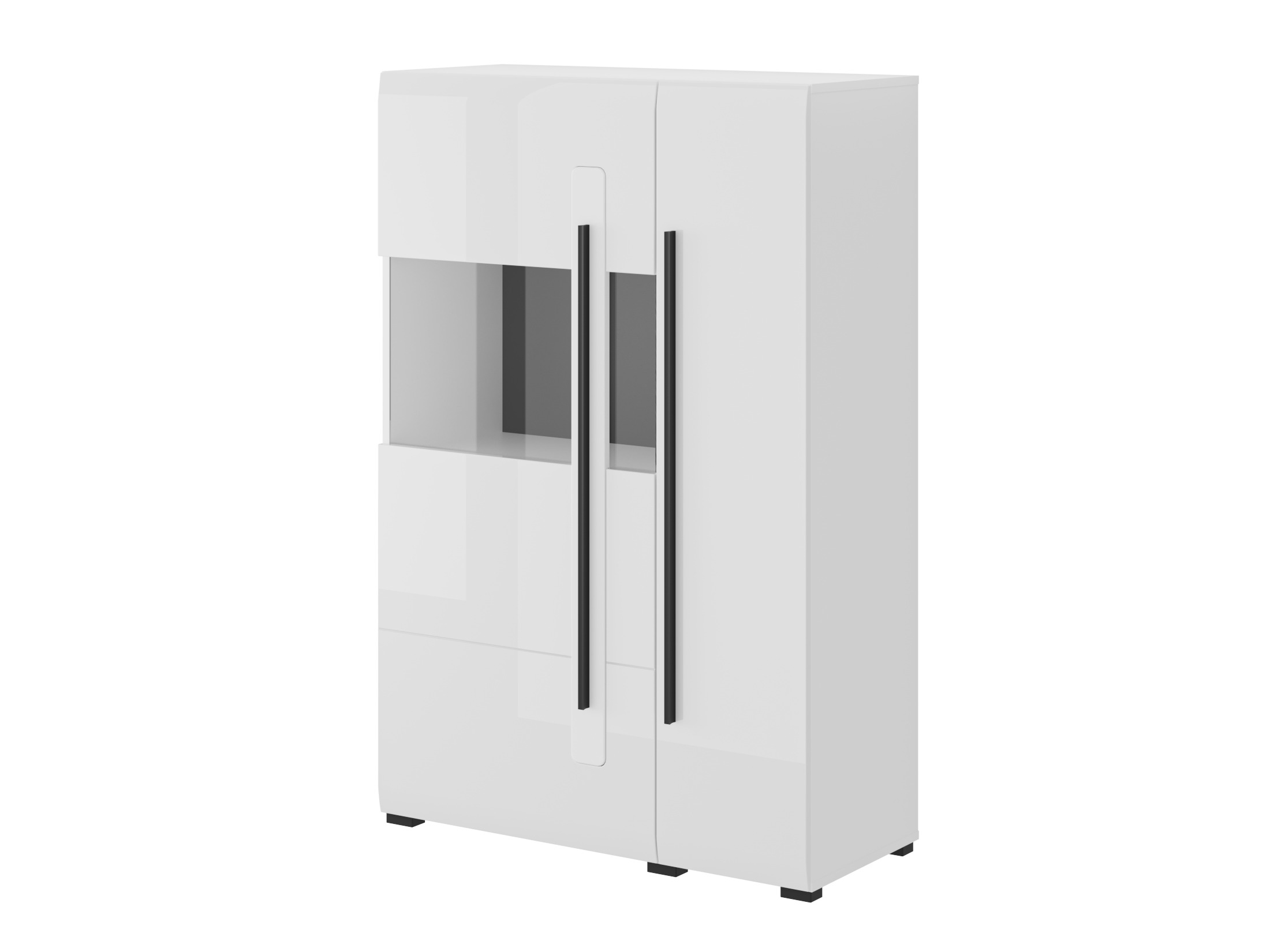 Aparador Ophsalu 105 (Blanco + Blanco brillante)