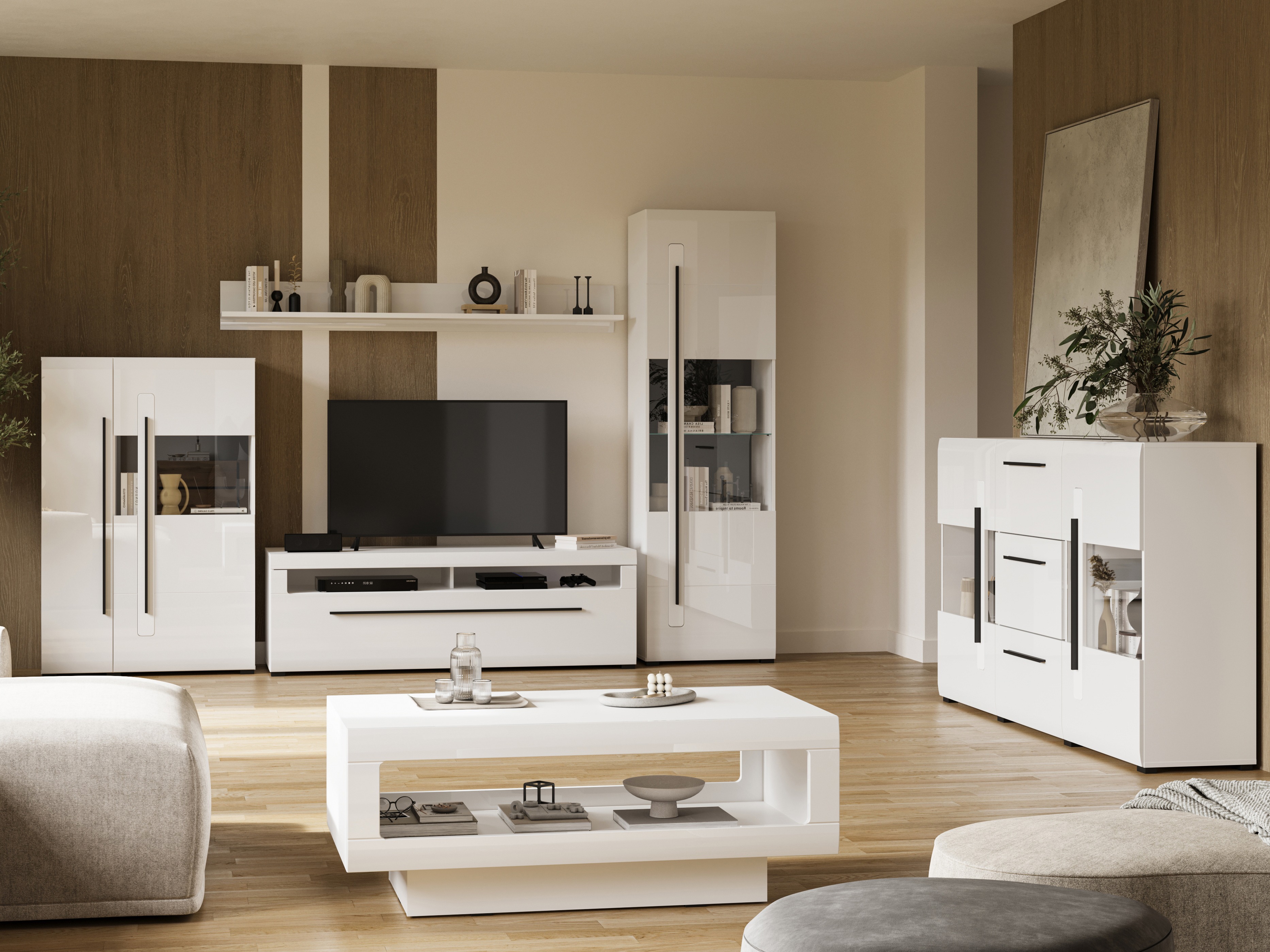 Cómoda Ophsalu 106 (Blanco + Blanco brillante)
