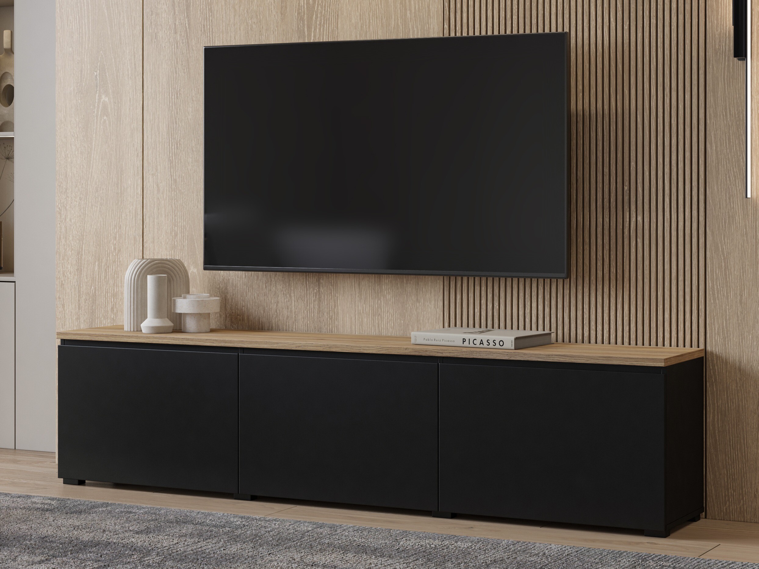 Mueble TV Baletu 115 (Negro + Roble)