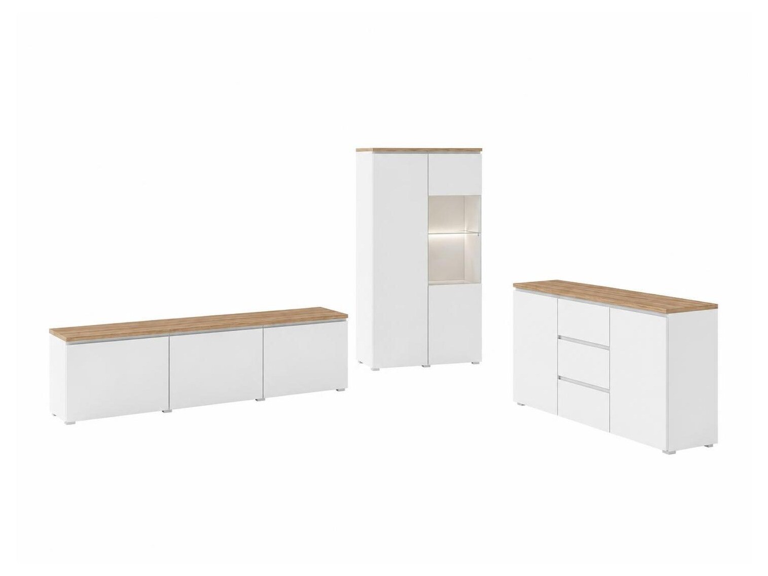 Conjunto de salón Baletu 114 (Blanco + Roble)