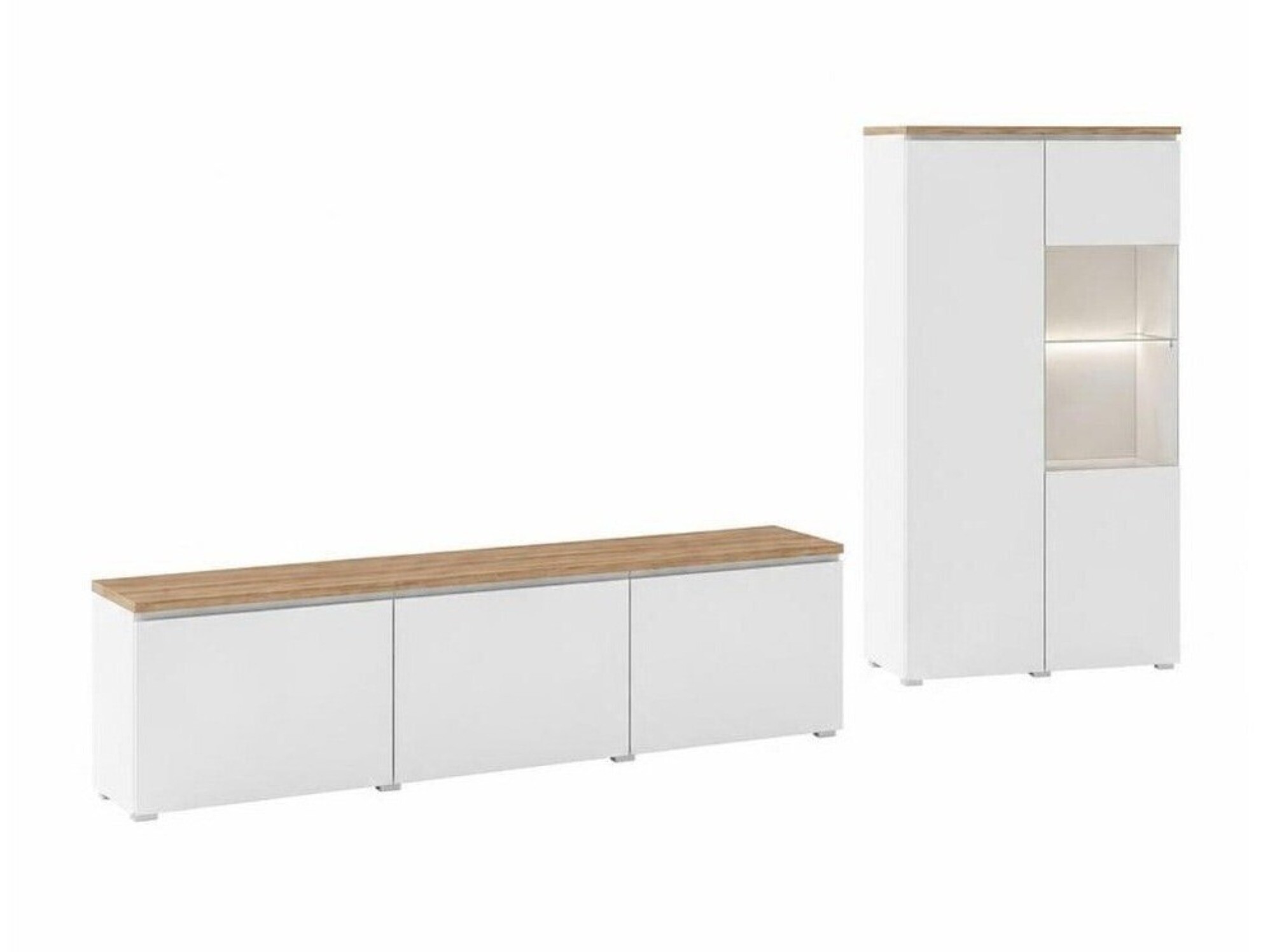 Conjunto de salón Baletu 114 (Blanco + Roble)