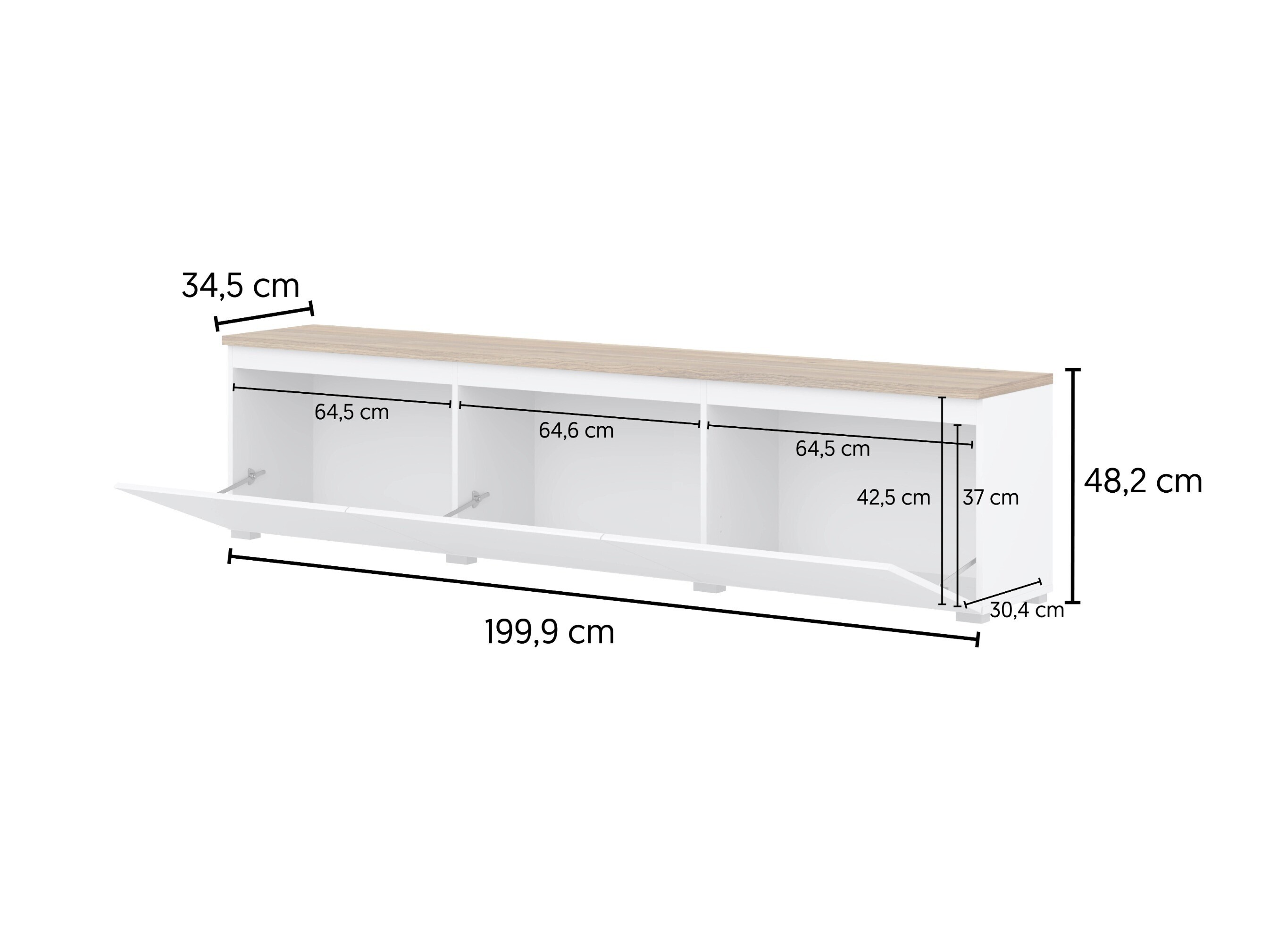 Conjunto de salón Baletu 114 (Blanco + Roble)