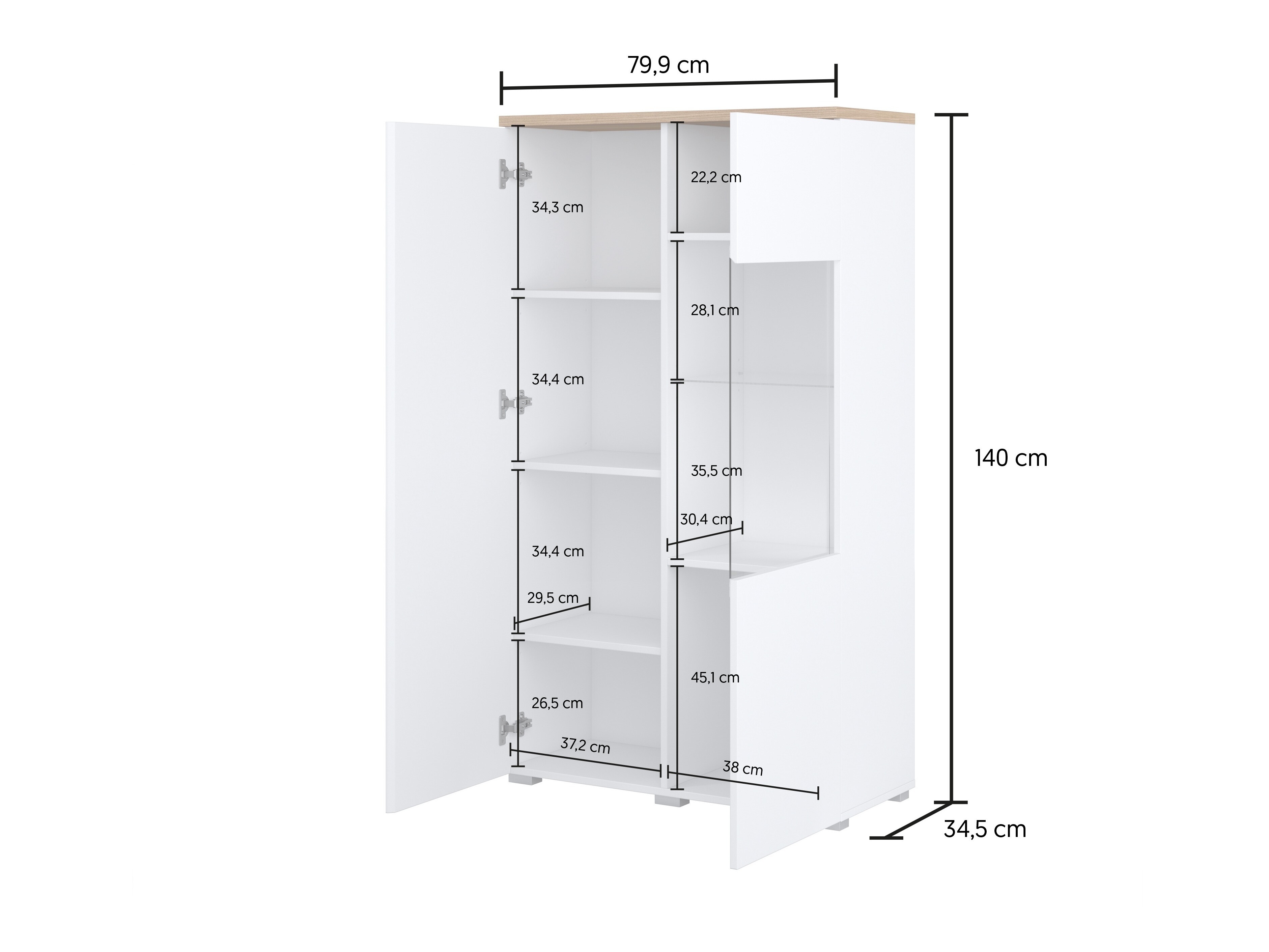 Conjunto de salón Baletu 114 (Blanco + Roble)