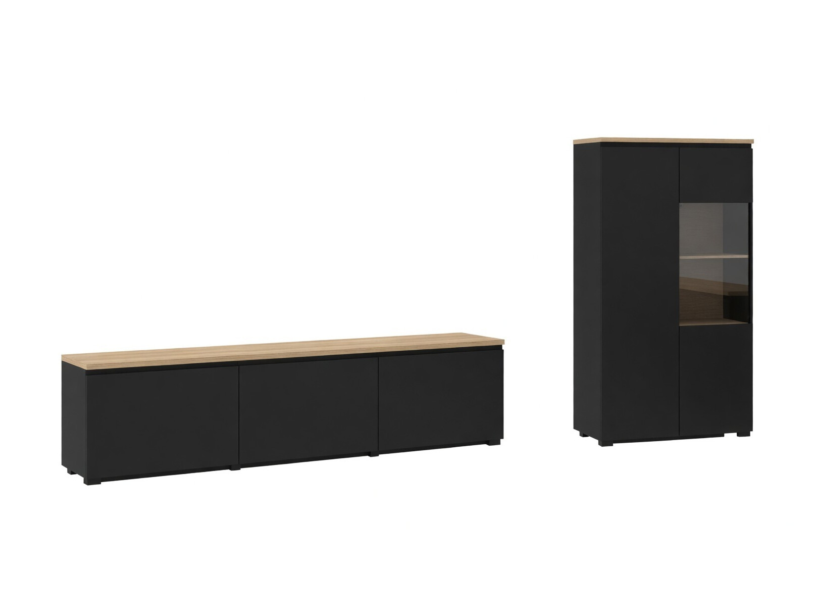 Conjunto de salón Baletu 114 (Negro + Roble)