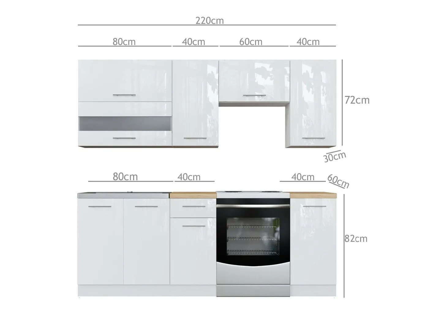 Conjunto de cocina modular Tiffa Grey 104