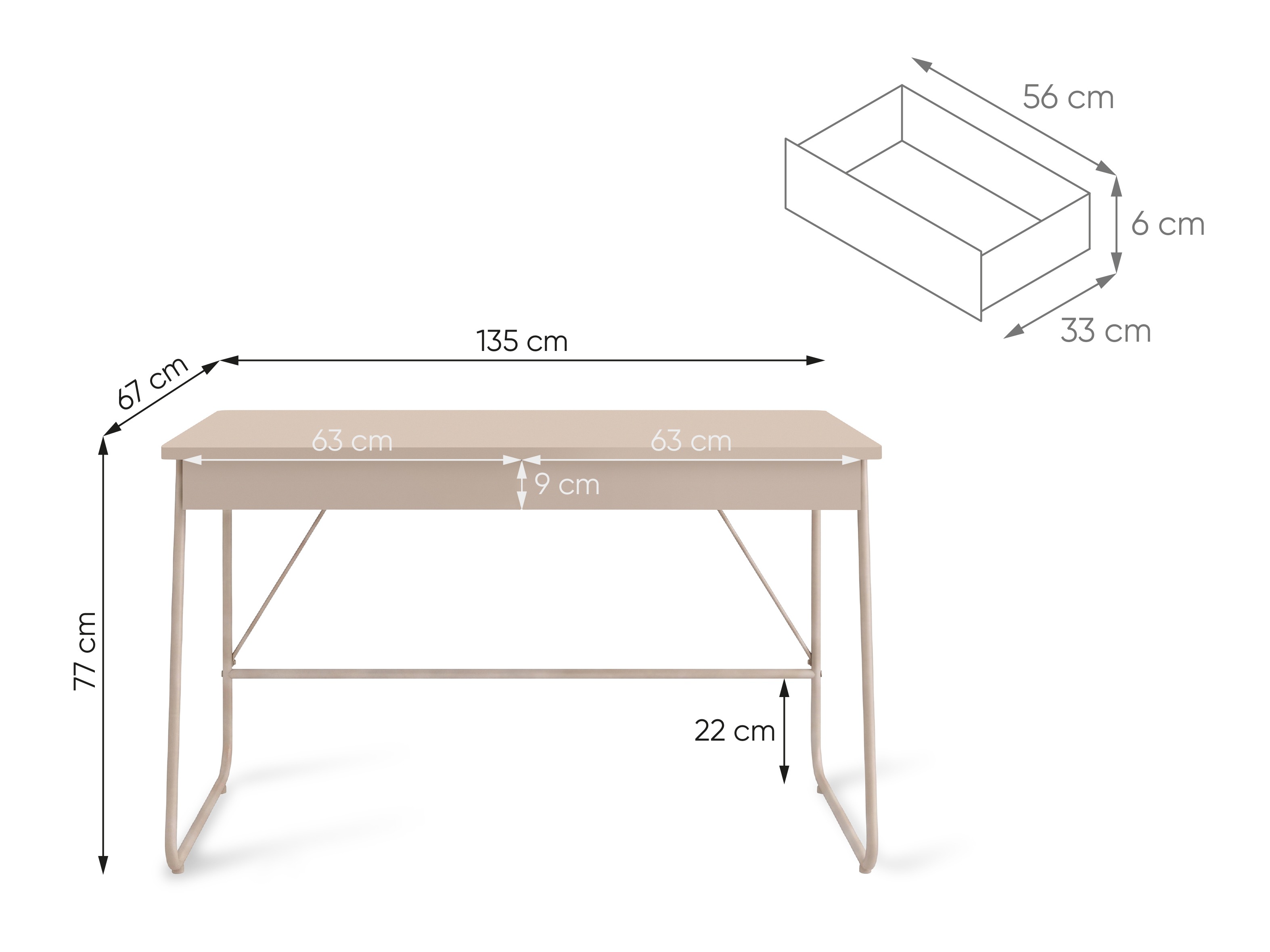 Mesa de oficina Fresno 185 (Beige)