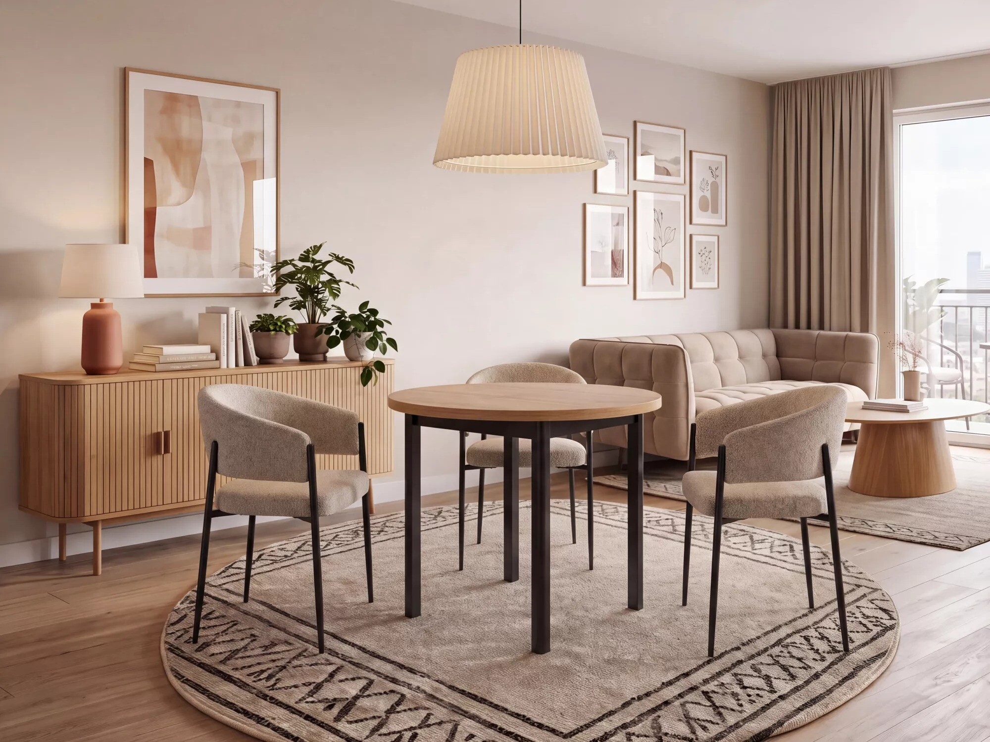 Silla Detroit 1053 (Beige + Mate Negro)