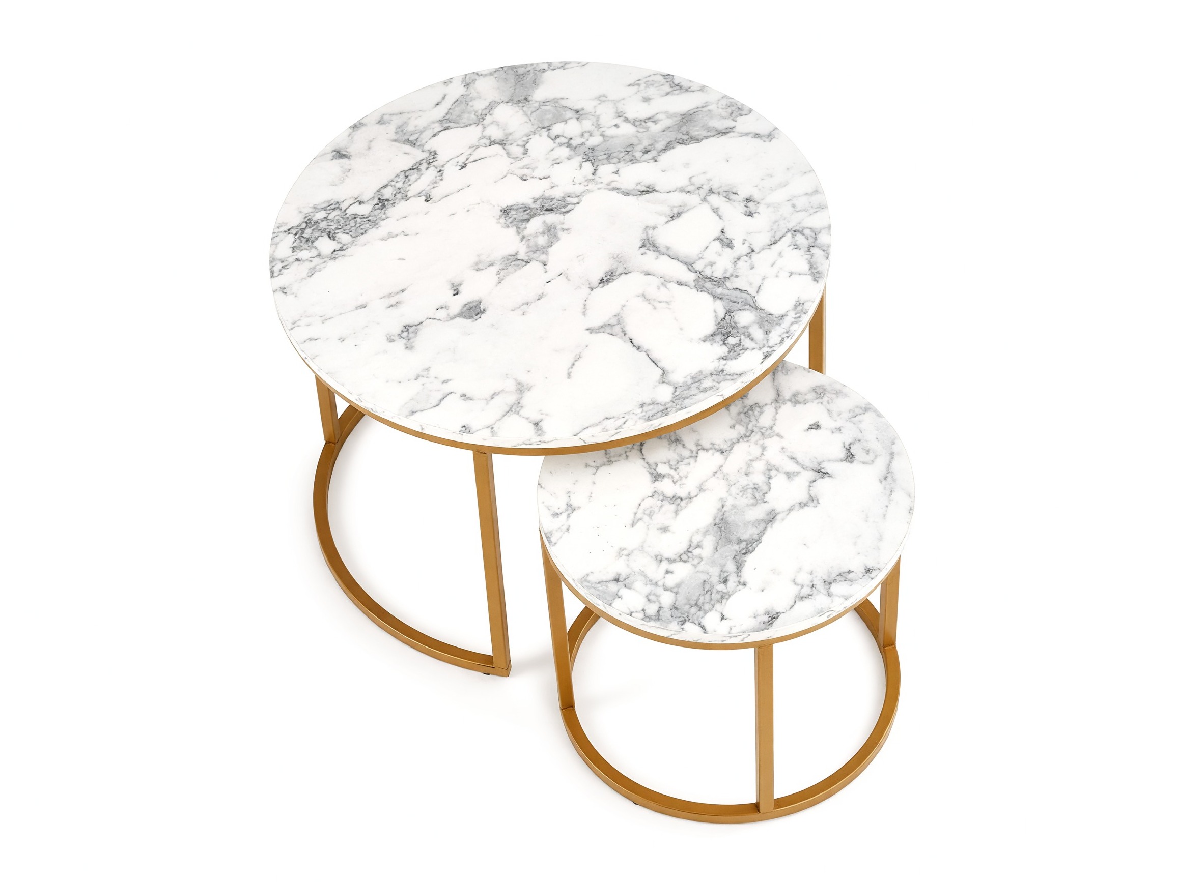 Conjunto mesa de centro Houston 2213 (Mármol blanco + Dorado)