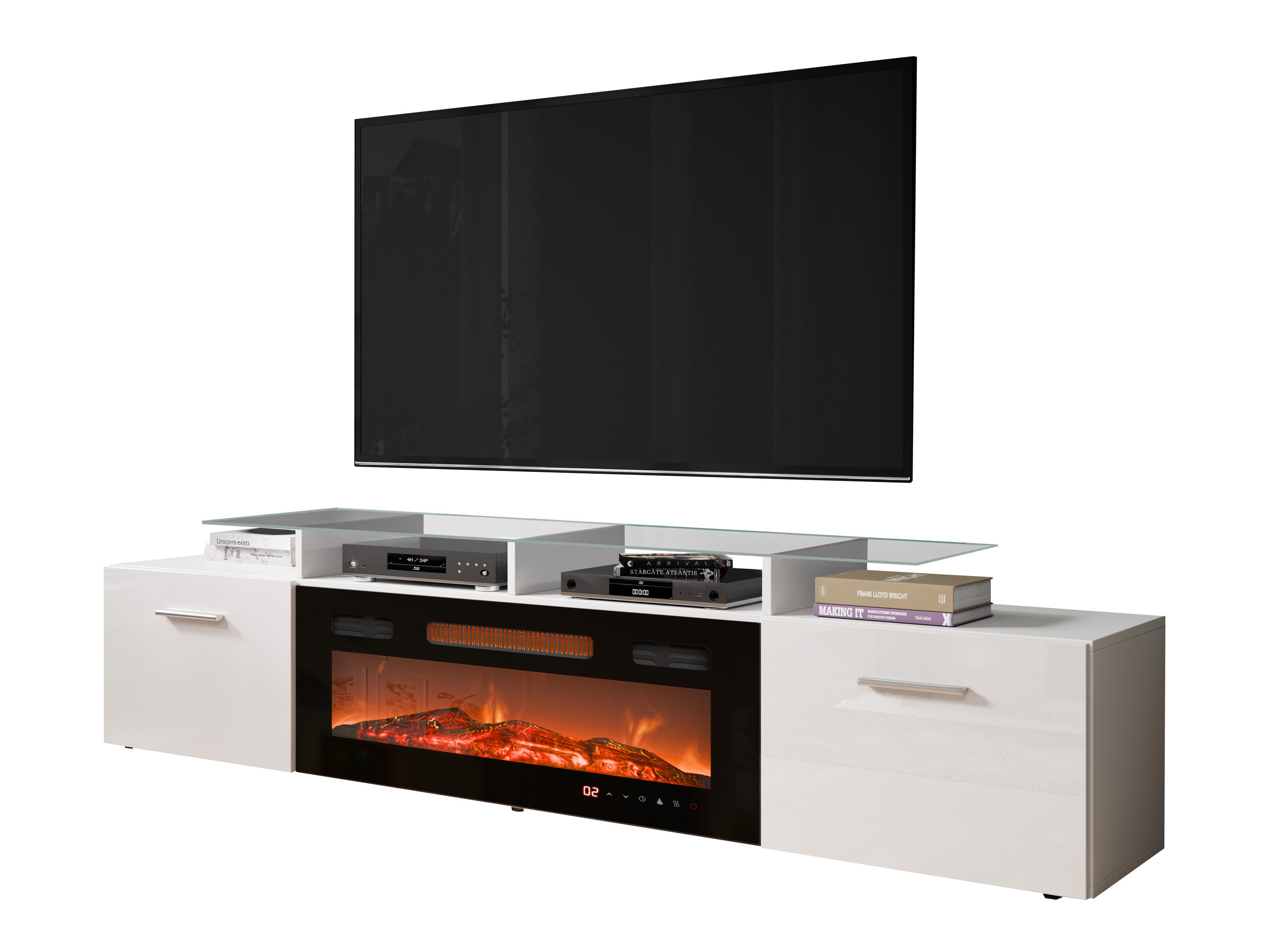 Mueble TV Numerus (Blanco + Blanco brillante)
