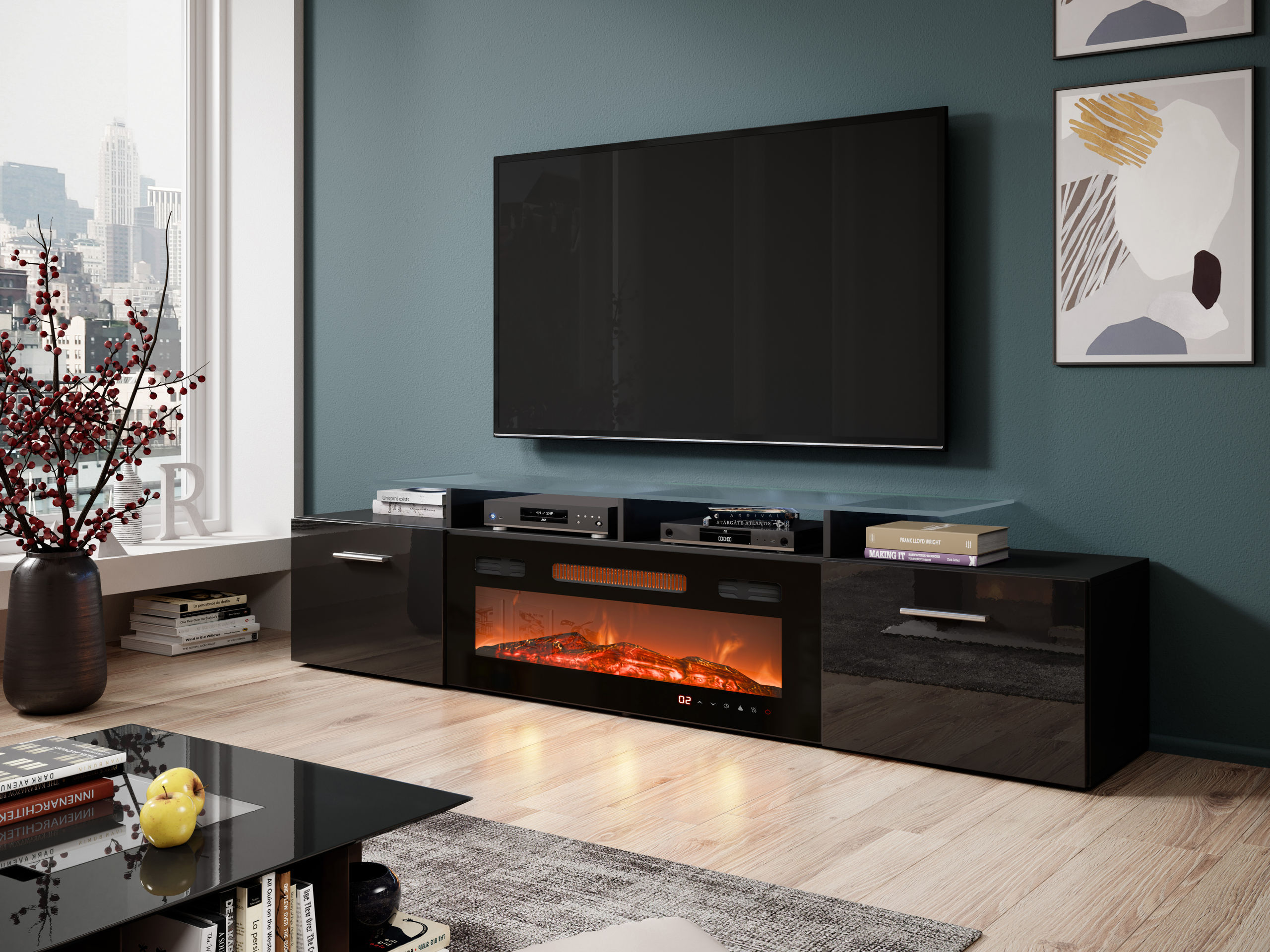 Mueble TV Numerus (Negro + Negro brillante)