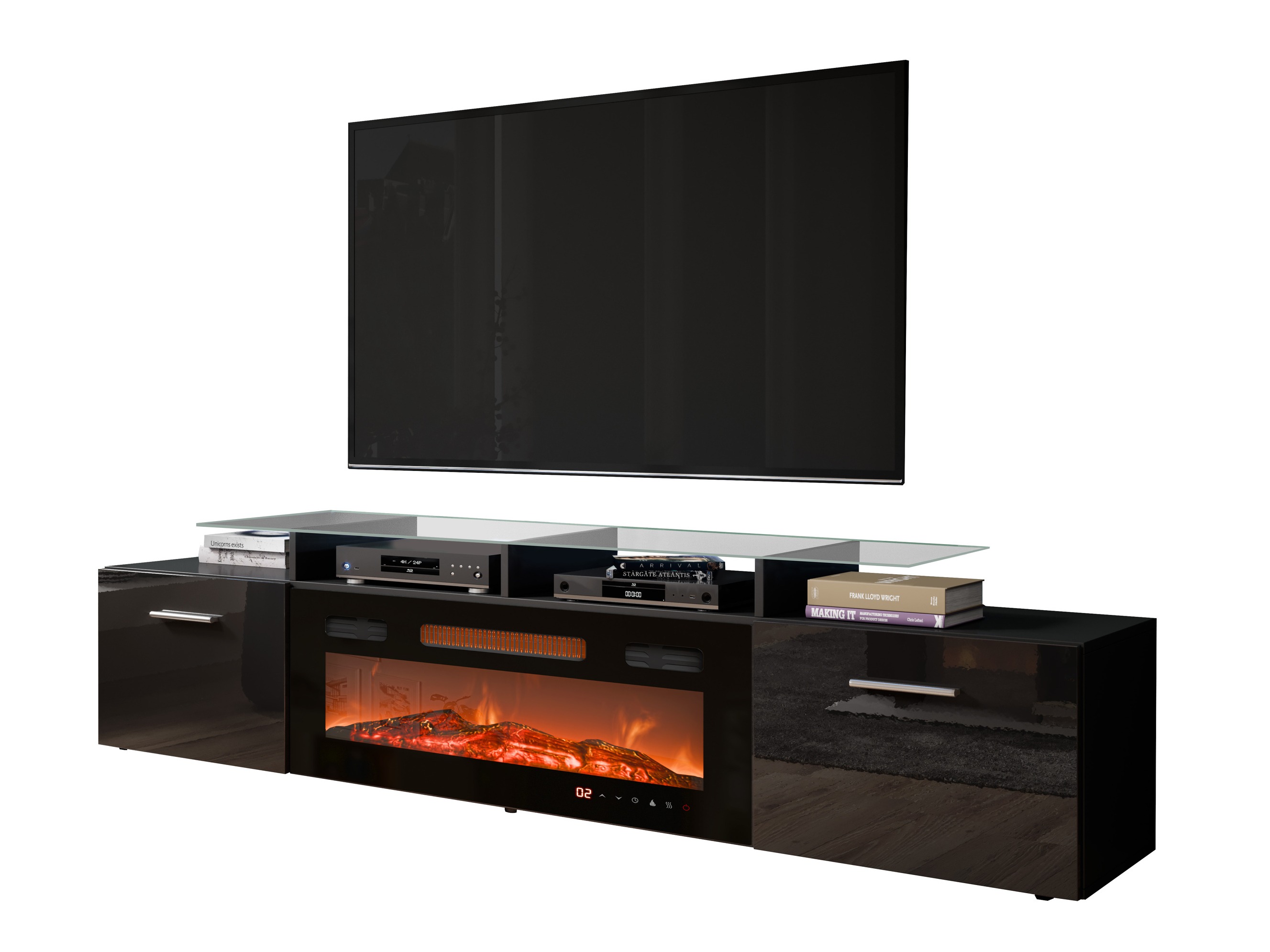 Mueble TV Numerus (Negro + Negro brillante)
