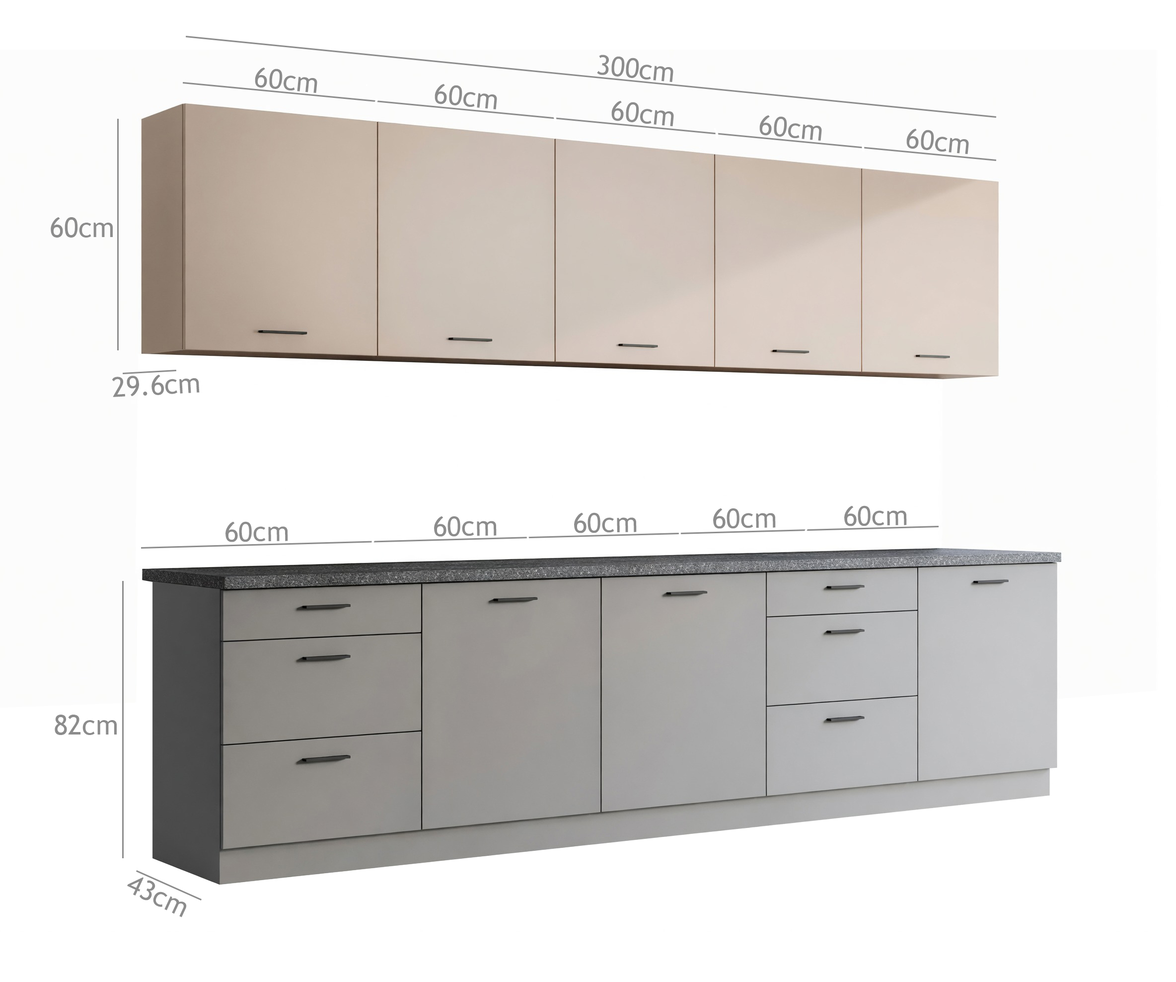 Conjunto de cocina modular Ati Cashmere Grey 101