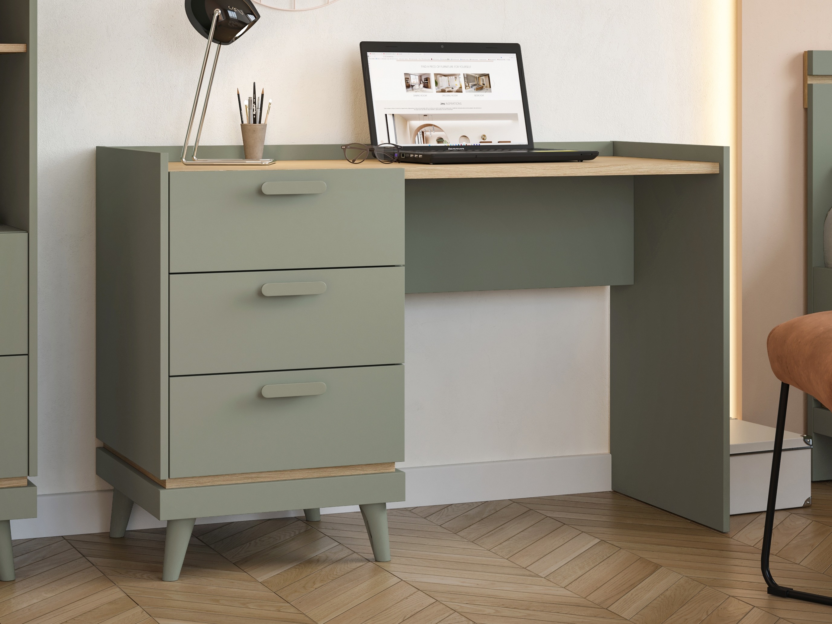 Mesa de oficina Fertalu 103 (Verde + Roble)
