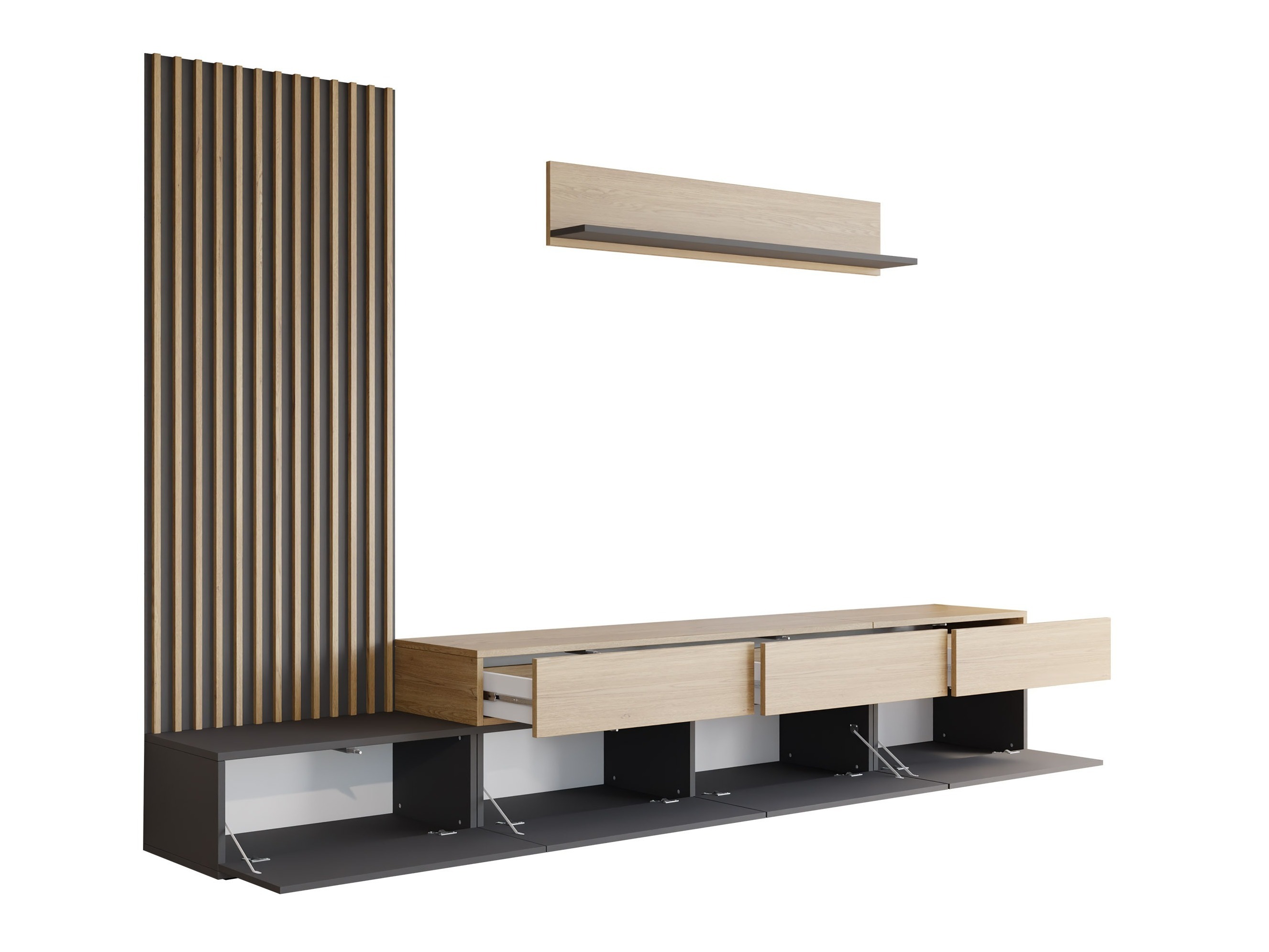 Conjunto de salón Comfivo Munium II (Blanco + Roble)