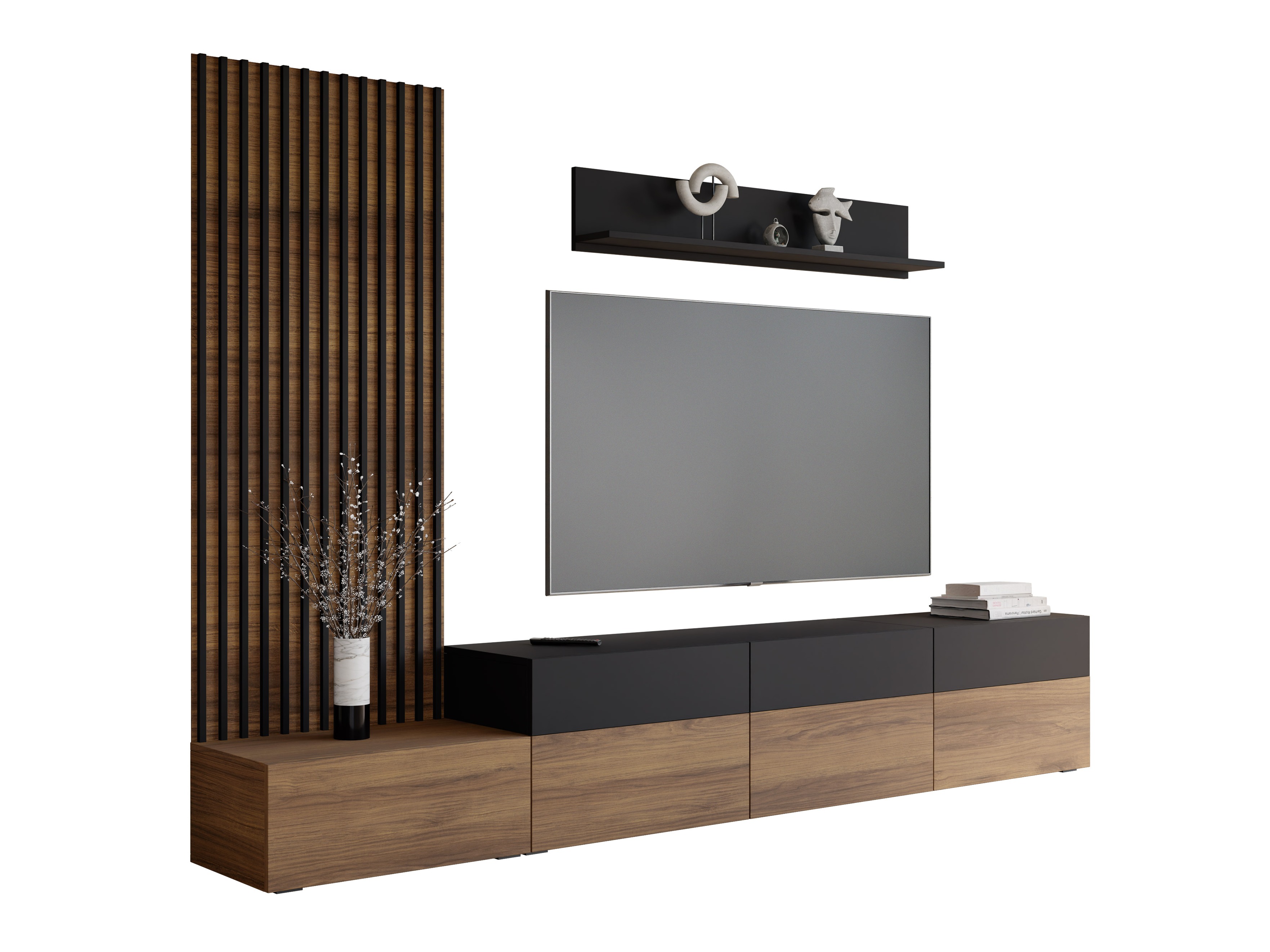 Conjunto de salón Comfivo Munium II (Nogal + Negro)