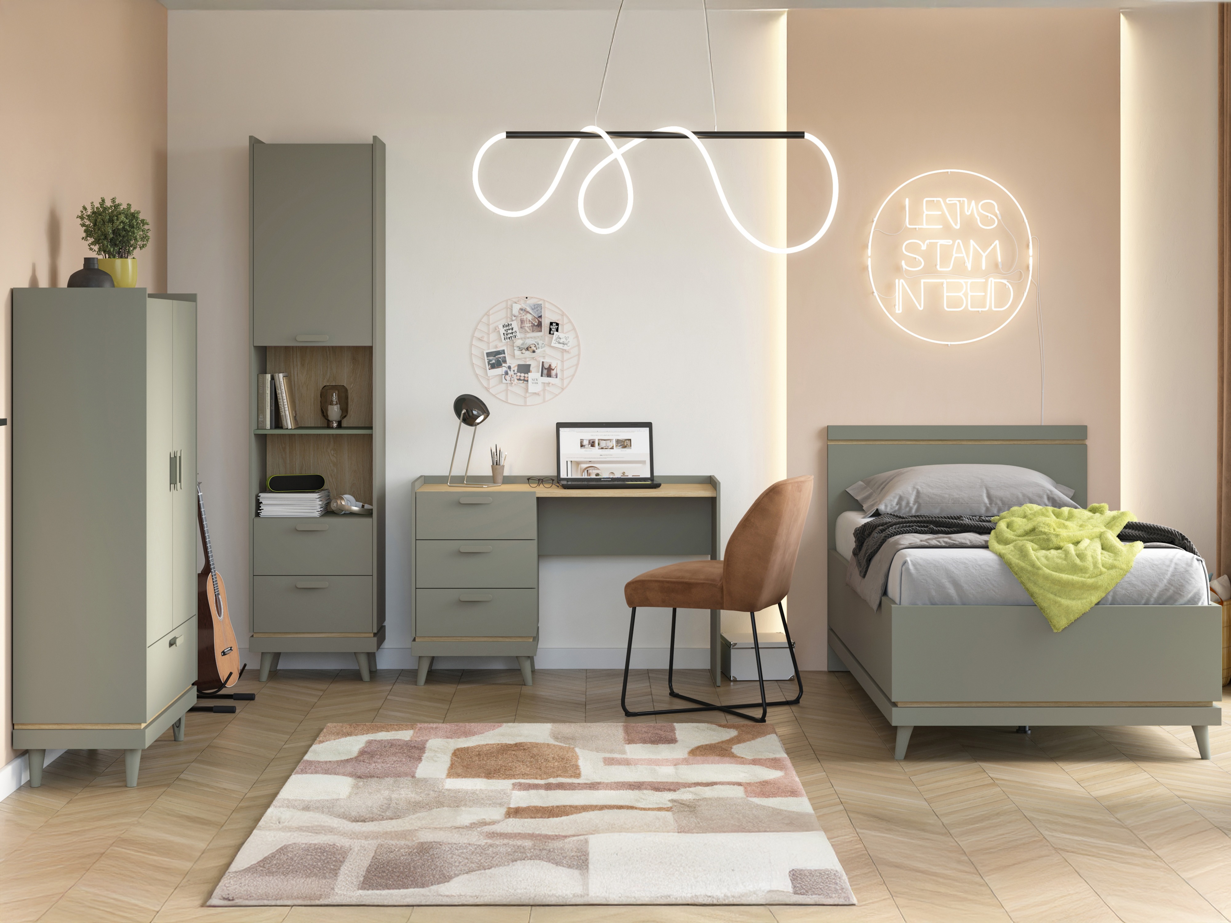 Estantería Fertalu 105 (Verde + Roble)